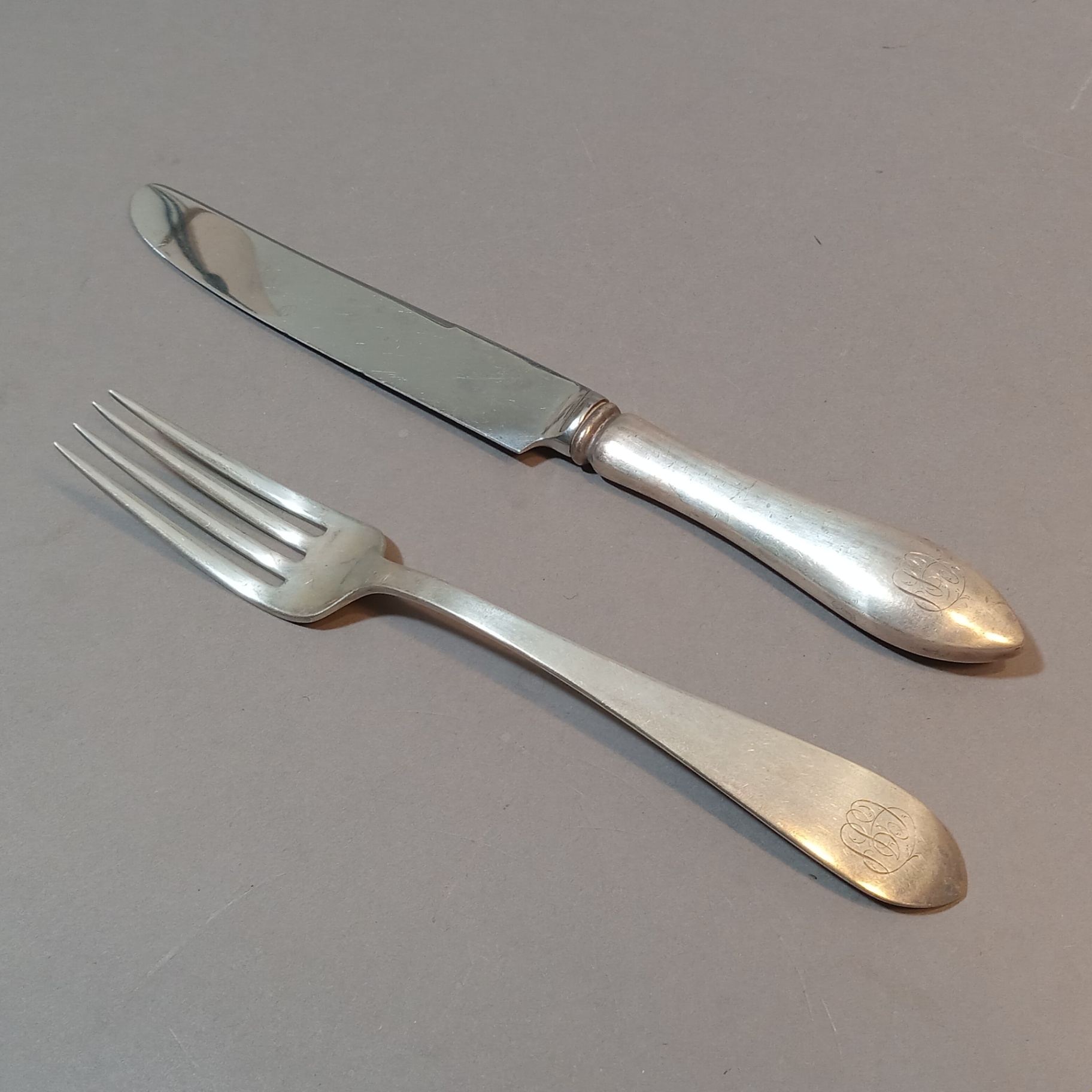 Sterling Dominick & Haff Flatware - Set/12 Luncheon Forks + Reed & Barton Knives - image 1 of 9