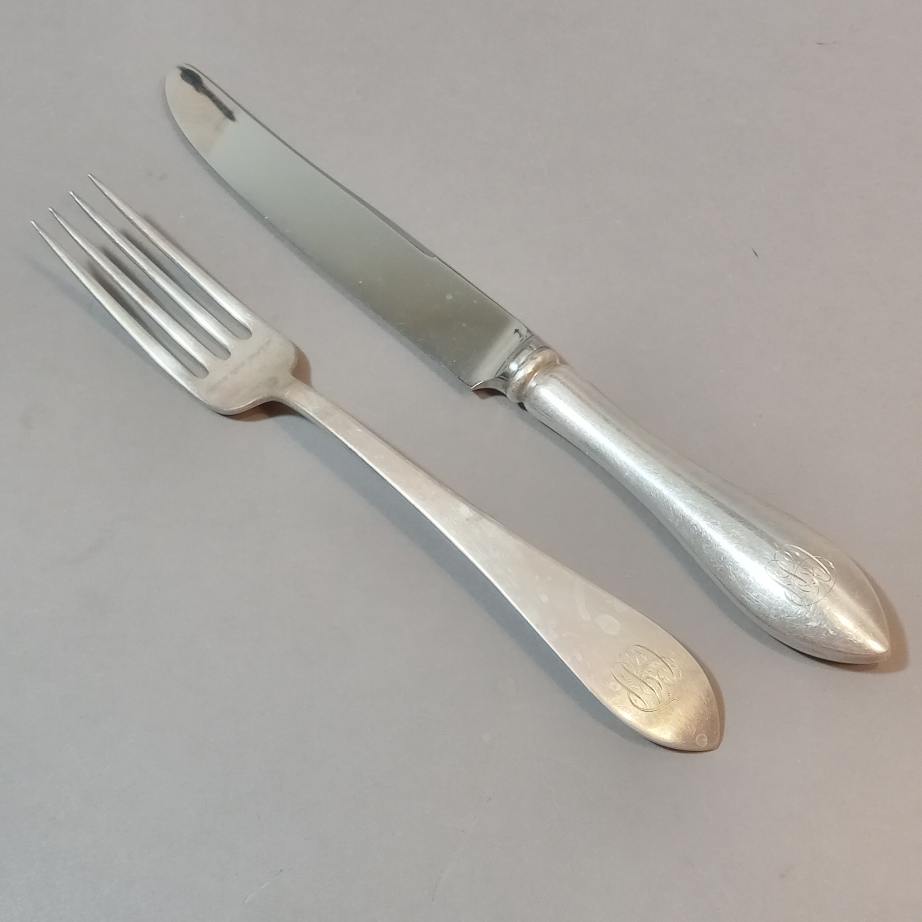 Sterling Dominick & Haff Flatware - Set/12 Dinner Forks + Reed & Barton Knives - image 1 of 7