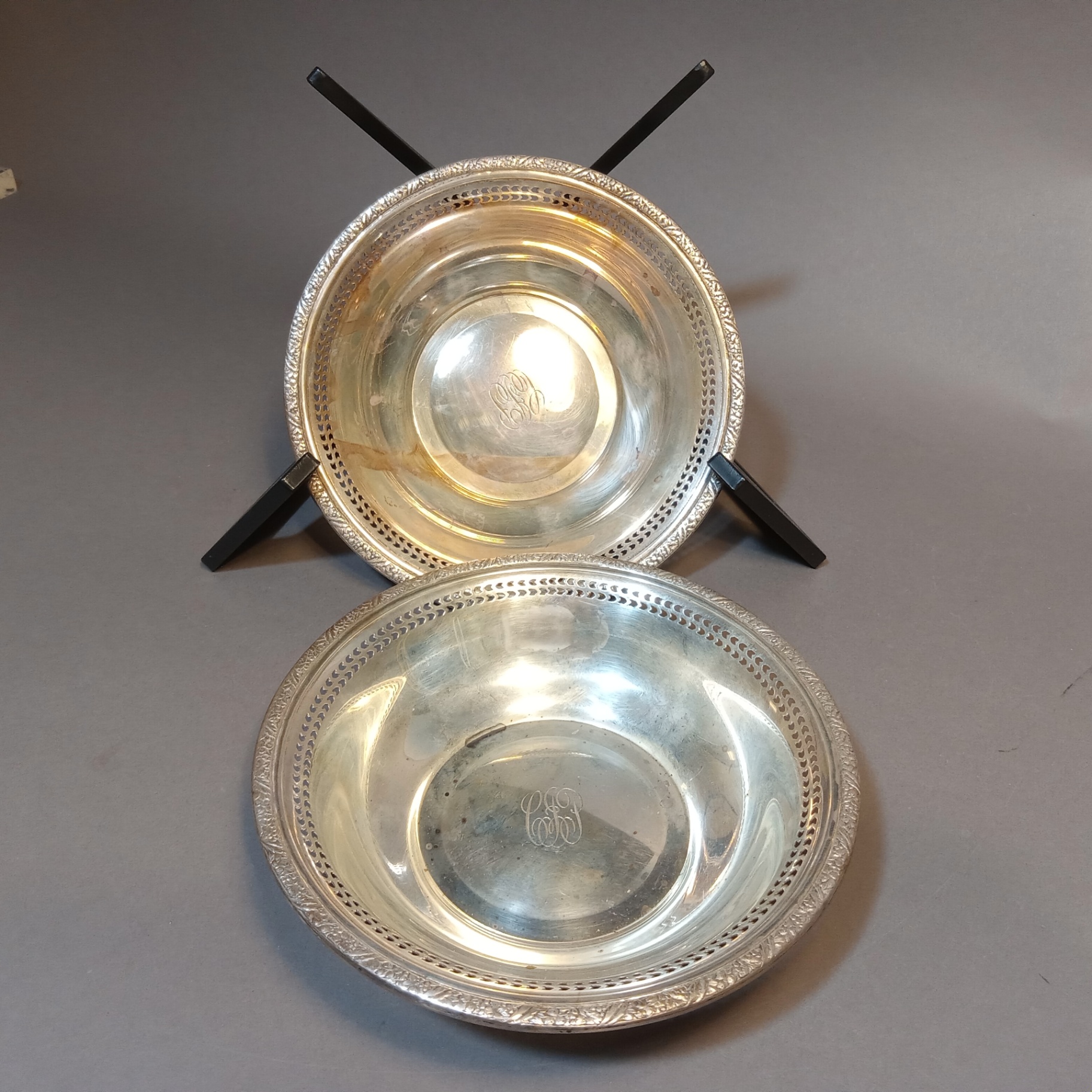 Sterling Reticulated Edge Bon Bon Dishes - image 1 of 7