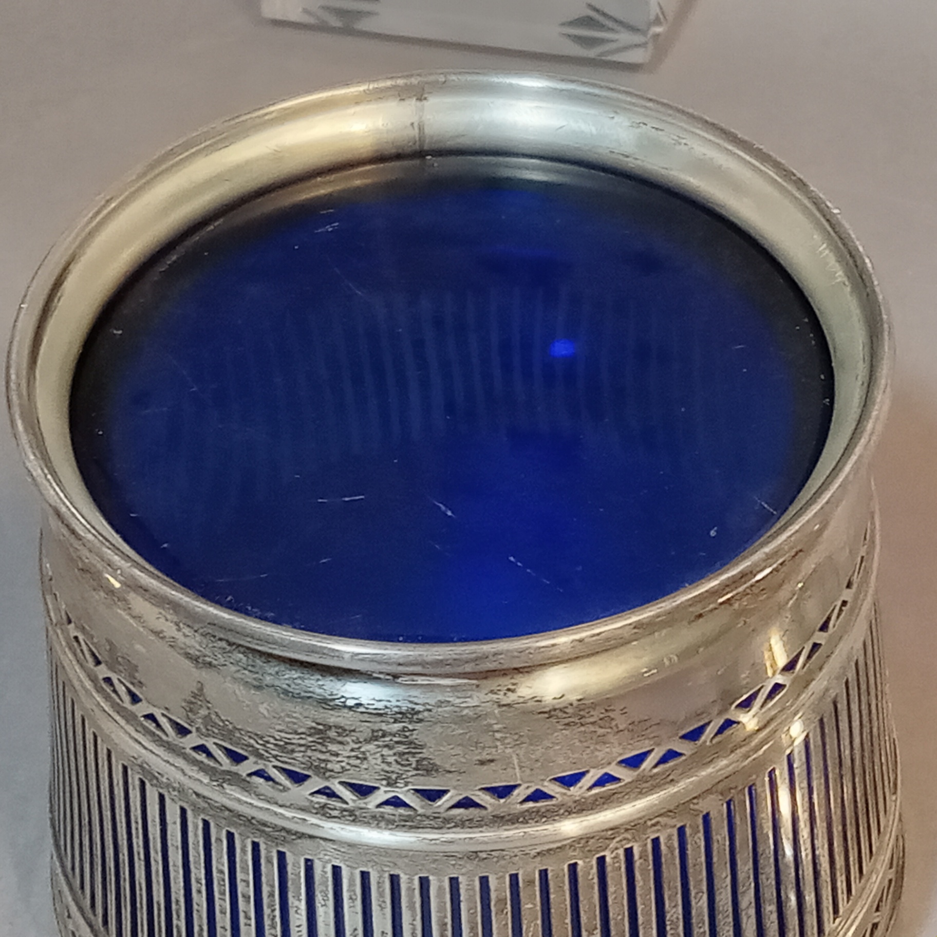 Antique Sterling & Blue Glass Jam Jar - image 6 of 11