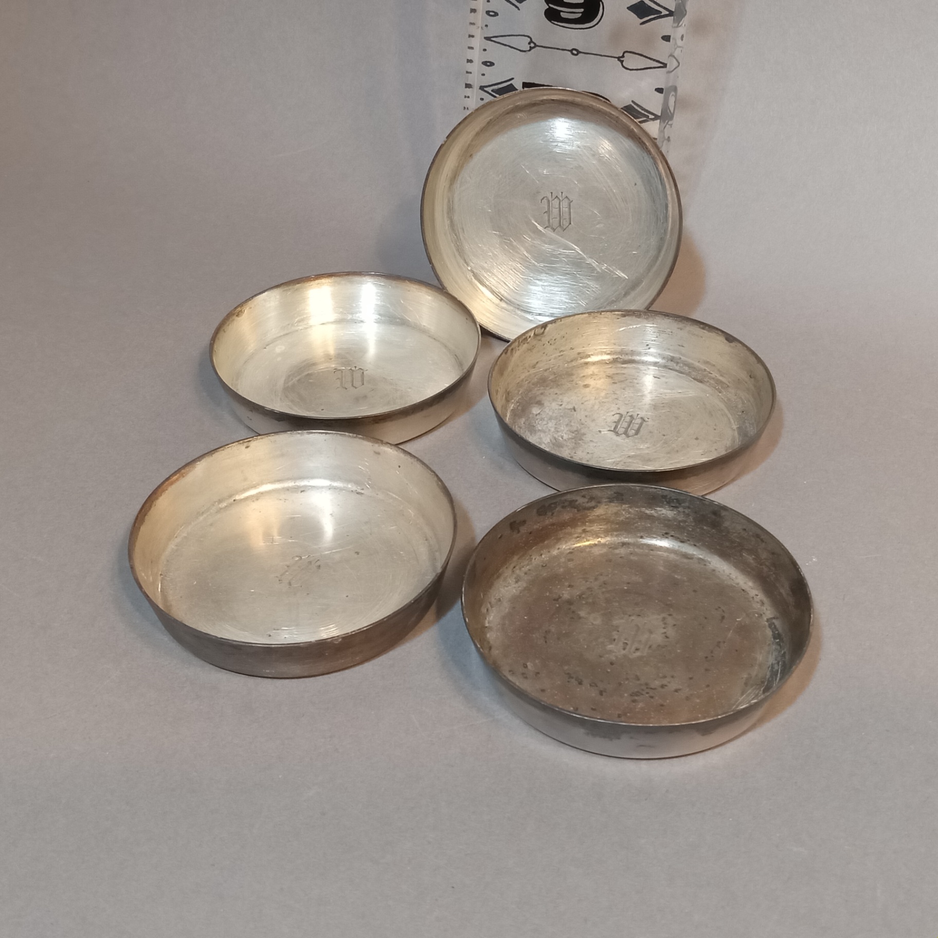 Antique Sterling Coasters W Monogram - image 1 of 6