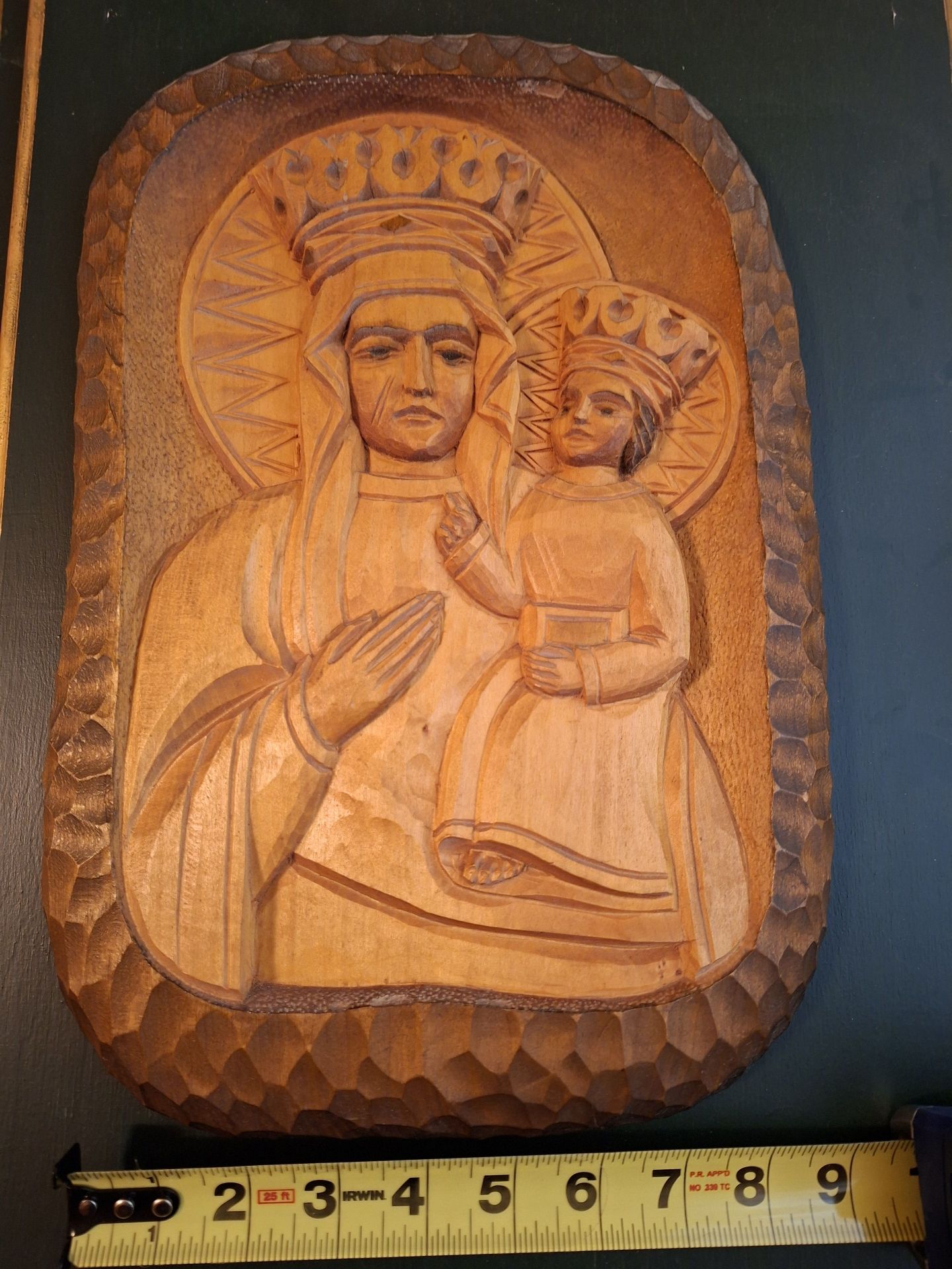 Hand-Carved Religious Wooden Wall Plaque - image 8 of 8