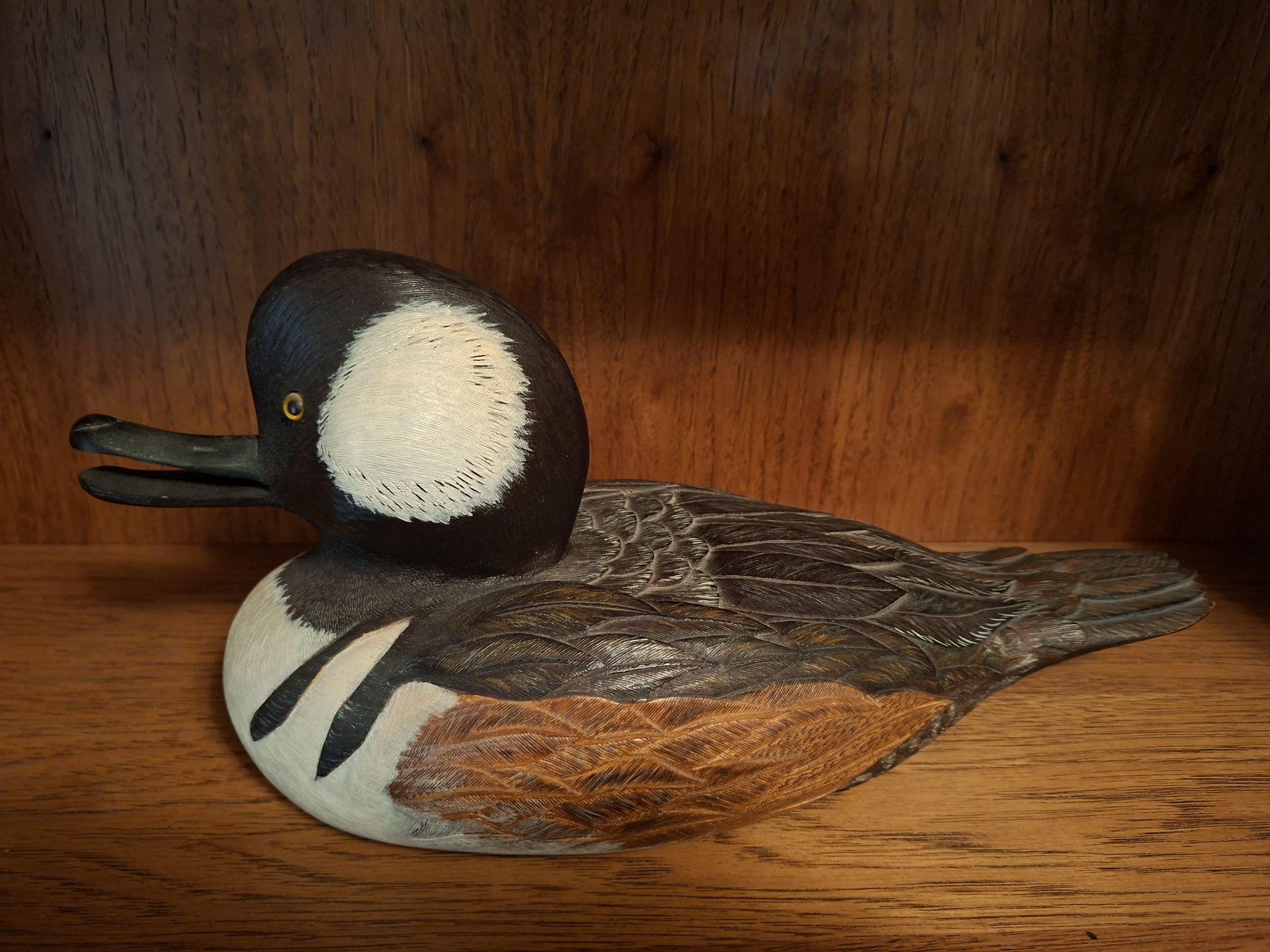 Hand-Carved Wood Duck Decoy, Signed - image 1 of 8