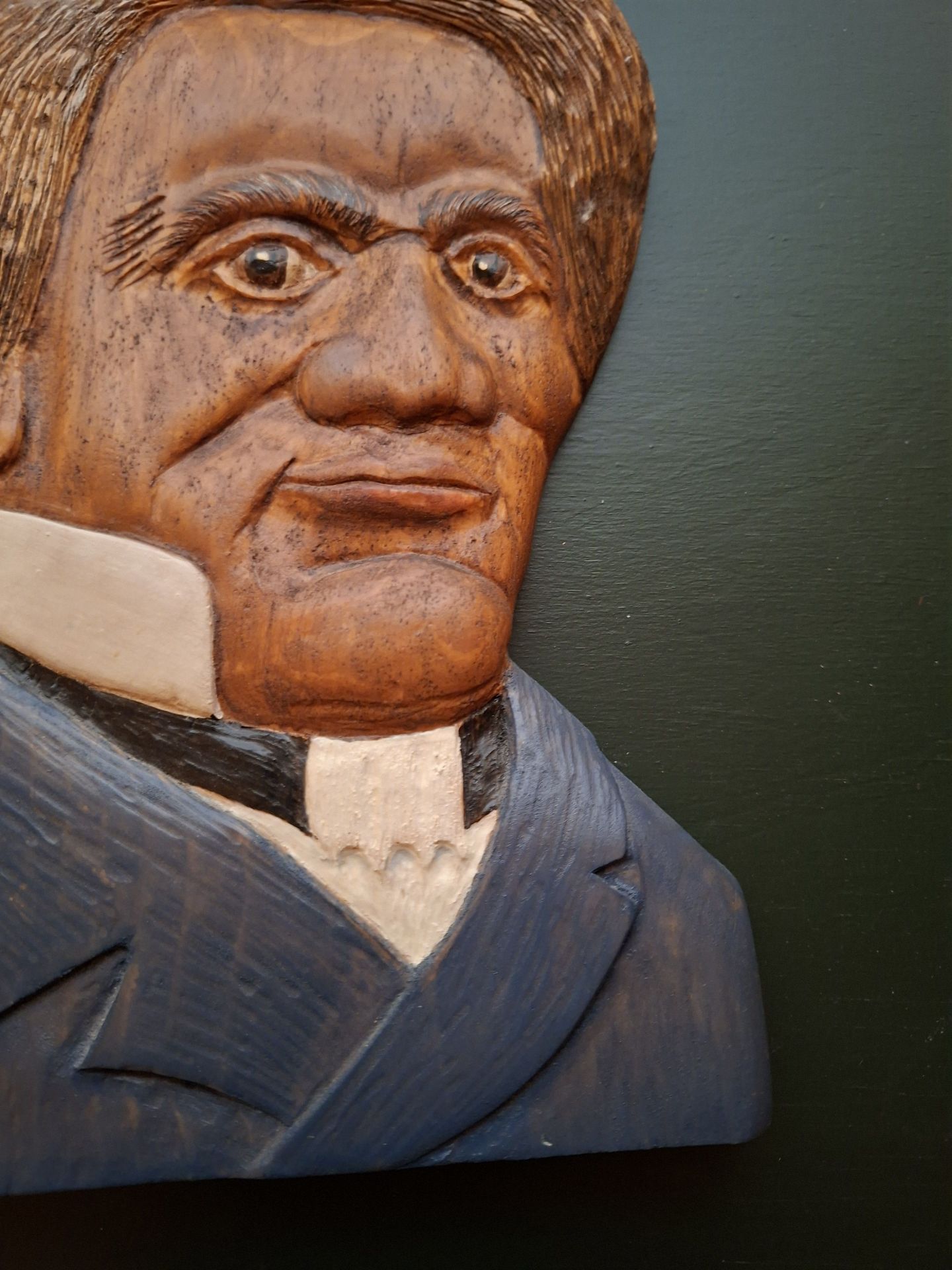 Hand-Carved Wooden Frederick Douglass Portrait Plaque - image 4 of 7