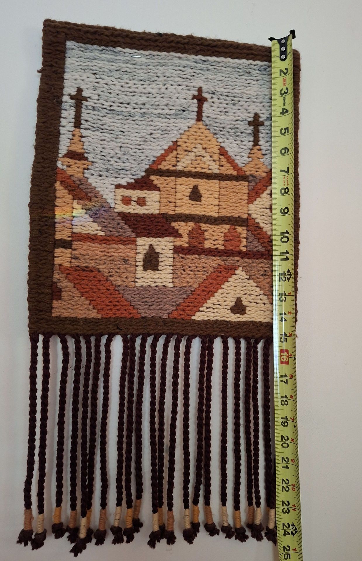 Pair of Beautiful Vintage Woven Wall Hangings with Village Scenes - image 9 of 9