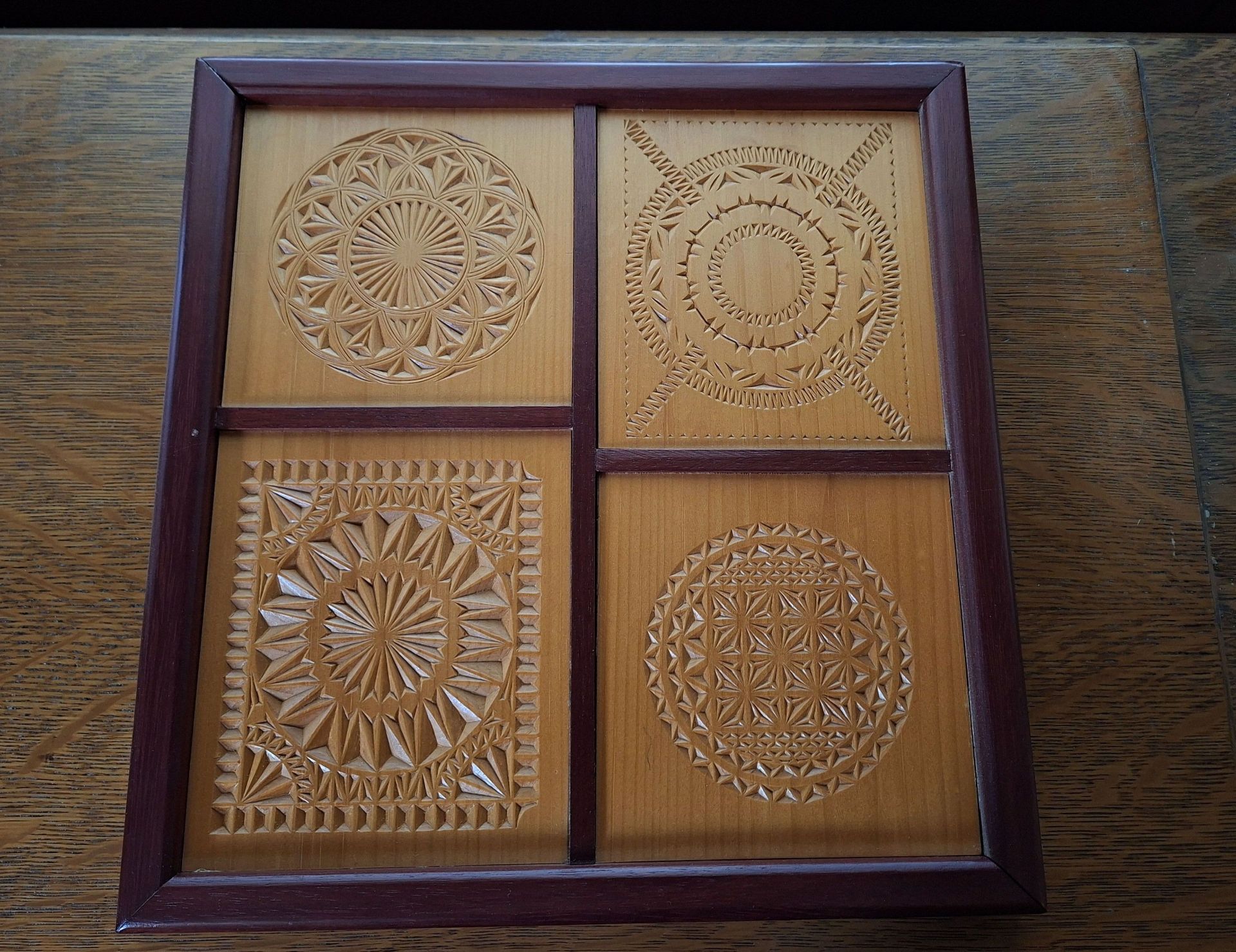 Framed Wood Carving Wall Art Panel - image 1 of 5