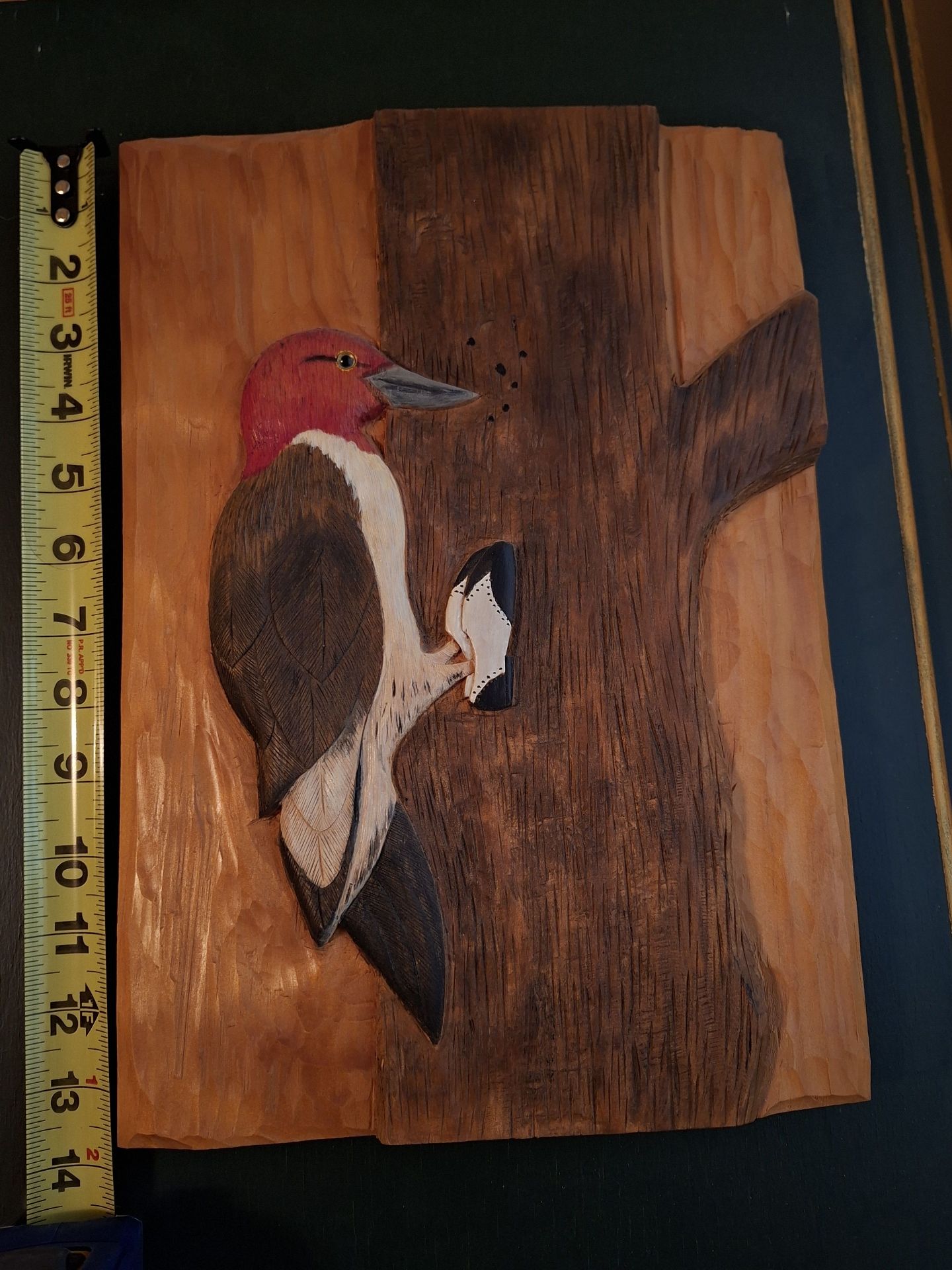 Hand-Carved Woodpecker Wall Plaque - image 1 of 6