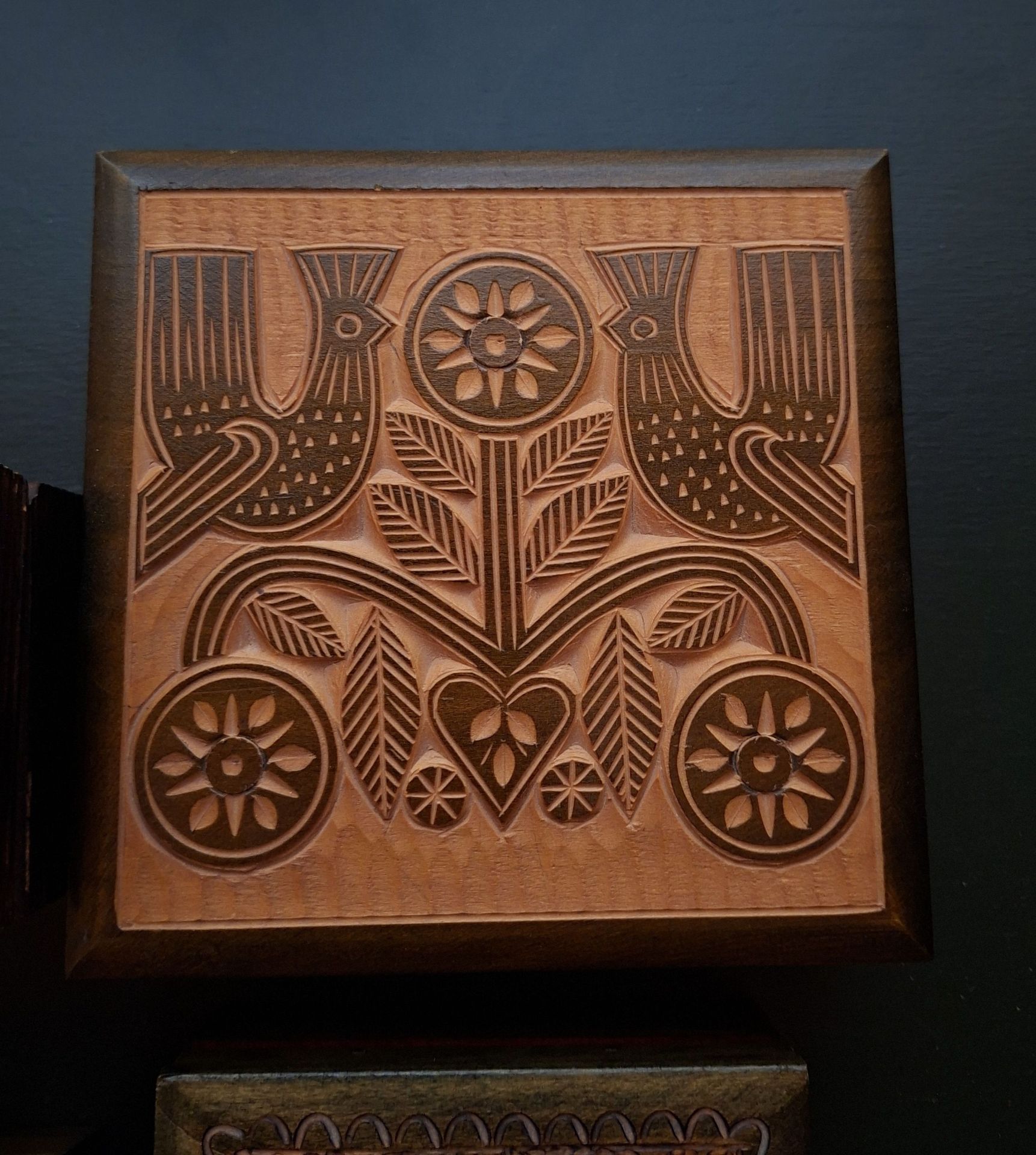 Set of Four Carved Wooden Boxes - image 4 of 7