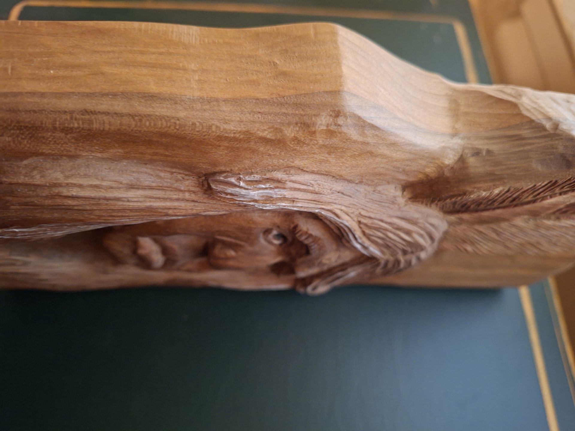 Signed Wooden Native American Relief Carving - image 6 of 6