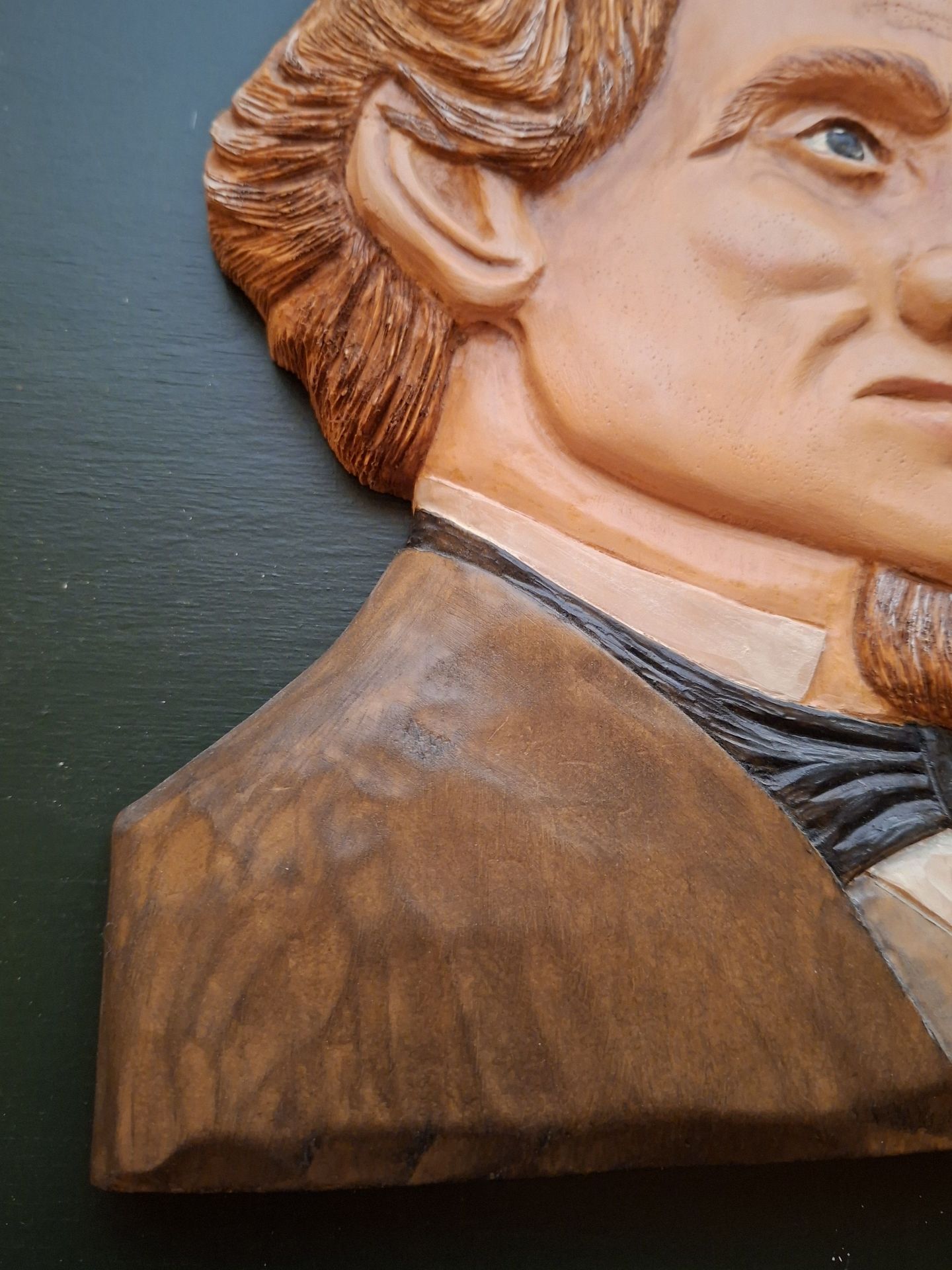 Hand-Carved Wooden Portrait Wall Plaque, Jefferson Davis - image 5 of 7