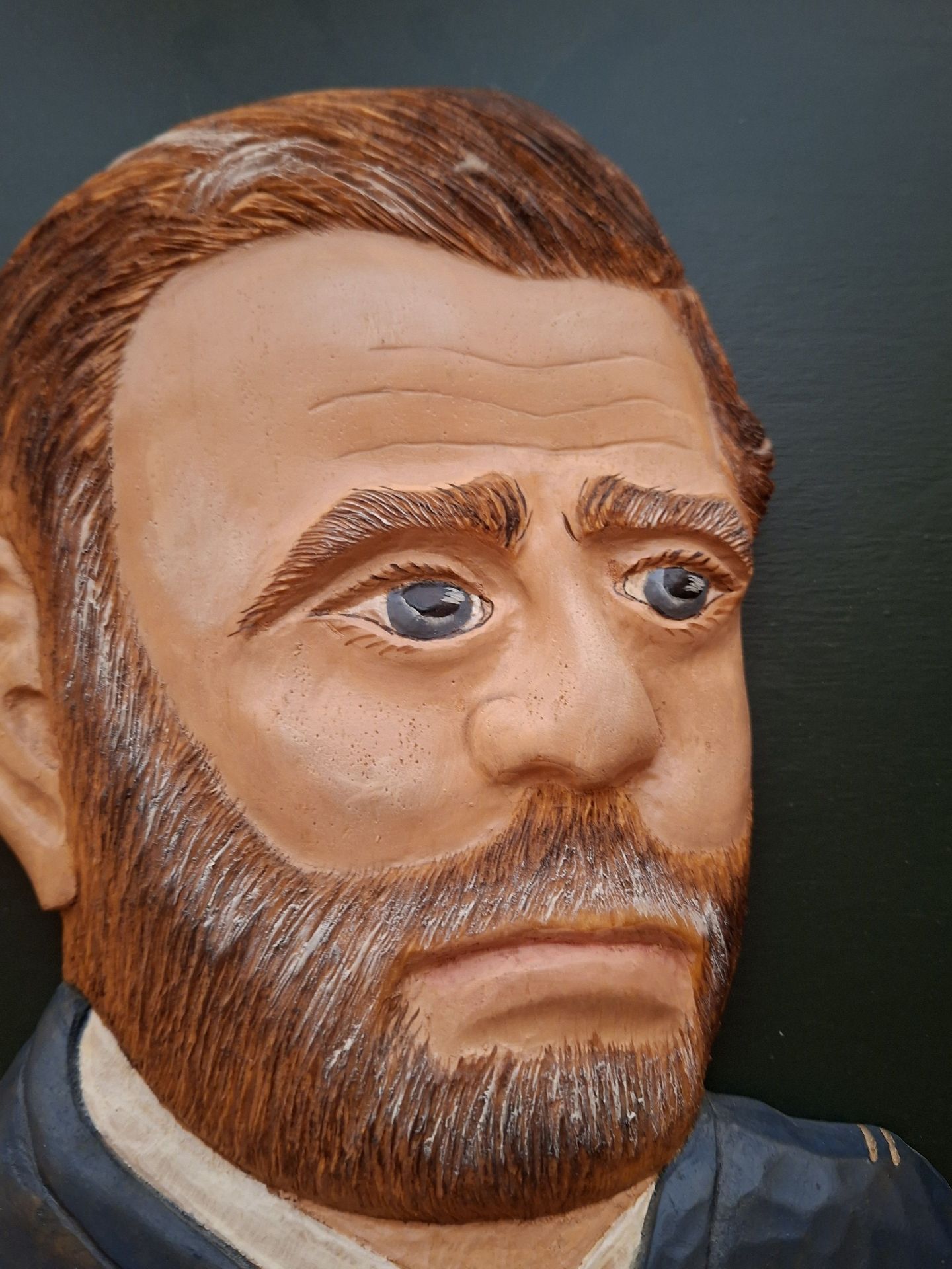 Hand-Carved Wood Ulysses S Grant Portrait Wall Plaque, SIGNED - image 2 of 7
