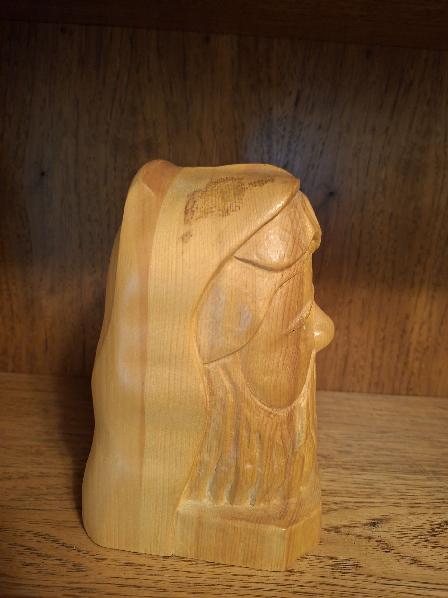 Stunning Hand-Carved Wooden Bearded Man Bust, SIGNED Jerry Kowalski - image 5 of 6