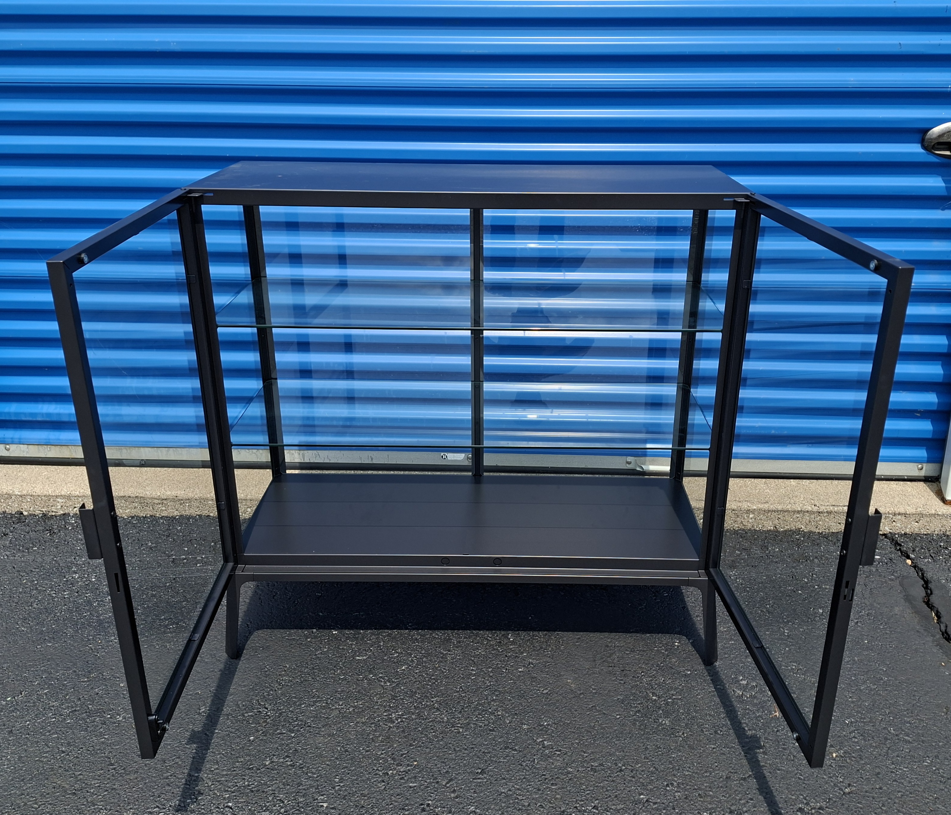 Stunning Black Metal and Glass Display Cabinet, 2 Shelves - image 2 of 5
