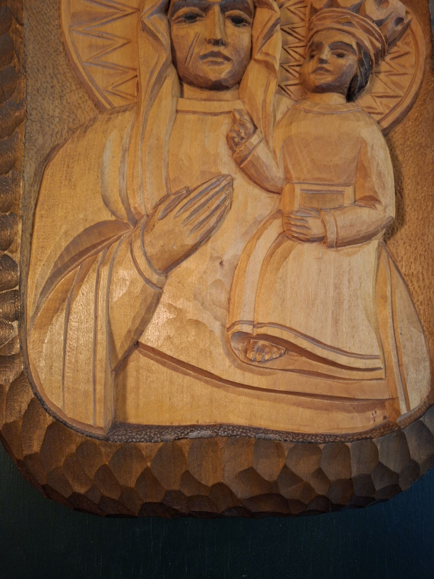 Hand-Carved Religious Wooden Wall Plaque - image 4 of 8