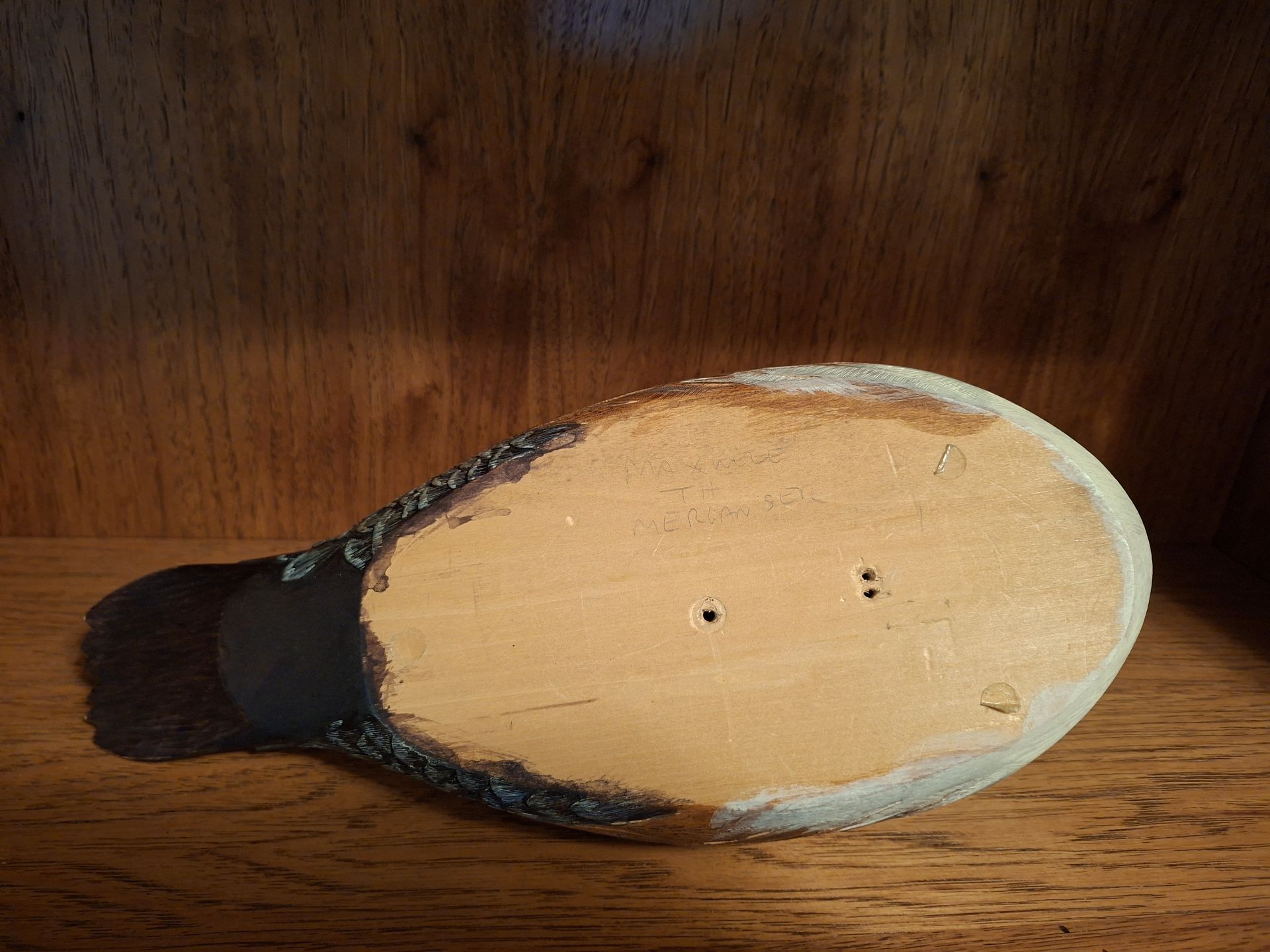 Hand-Carved Wood Duck Decoy, Signed - image 5 of 8