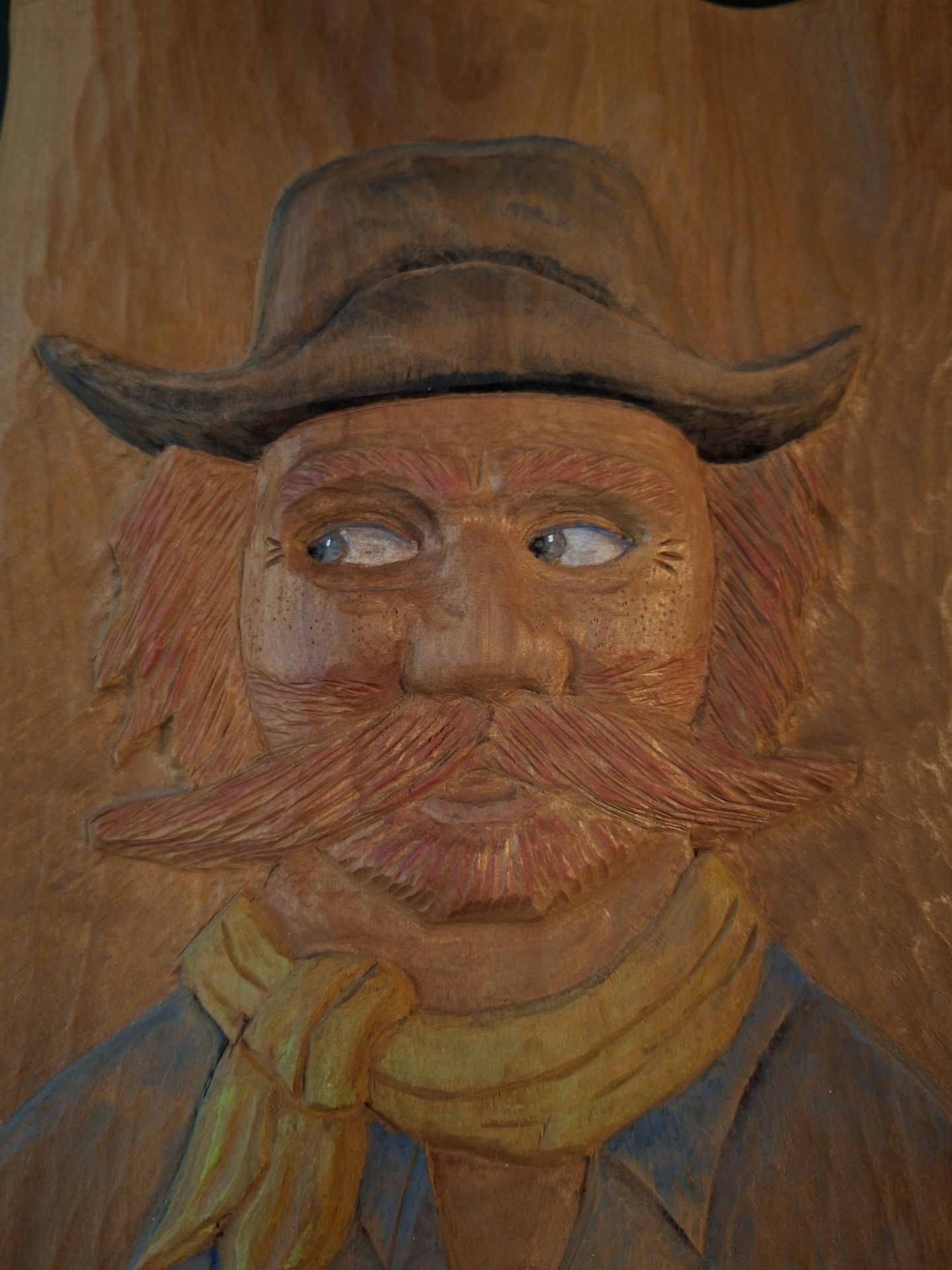 Hand-Carved Wooden Cowboy Wall Plaque, SIGNED - image 2 of 6