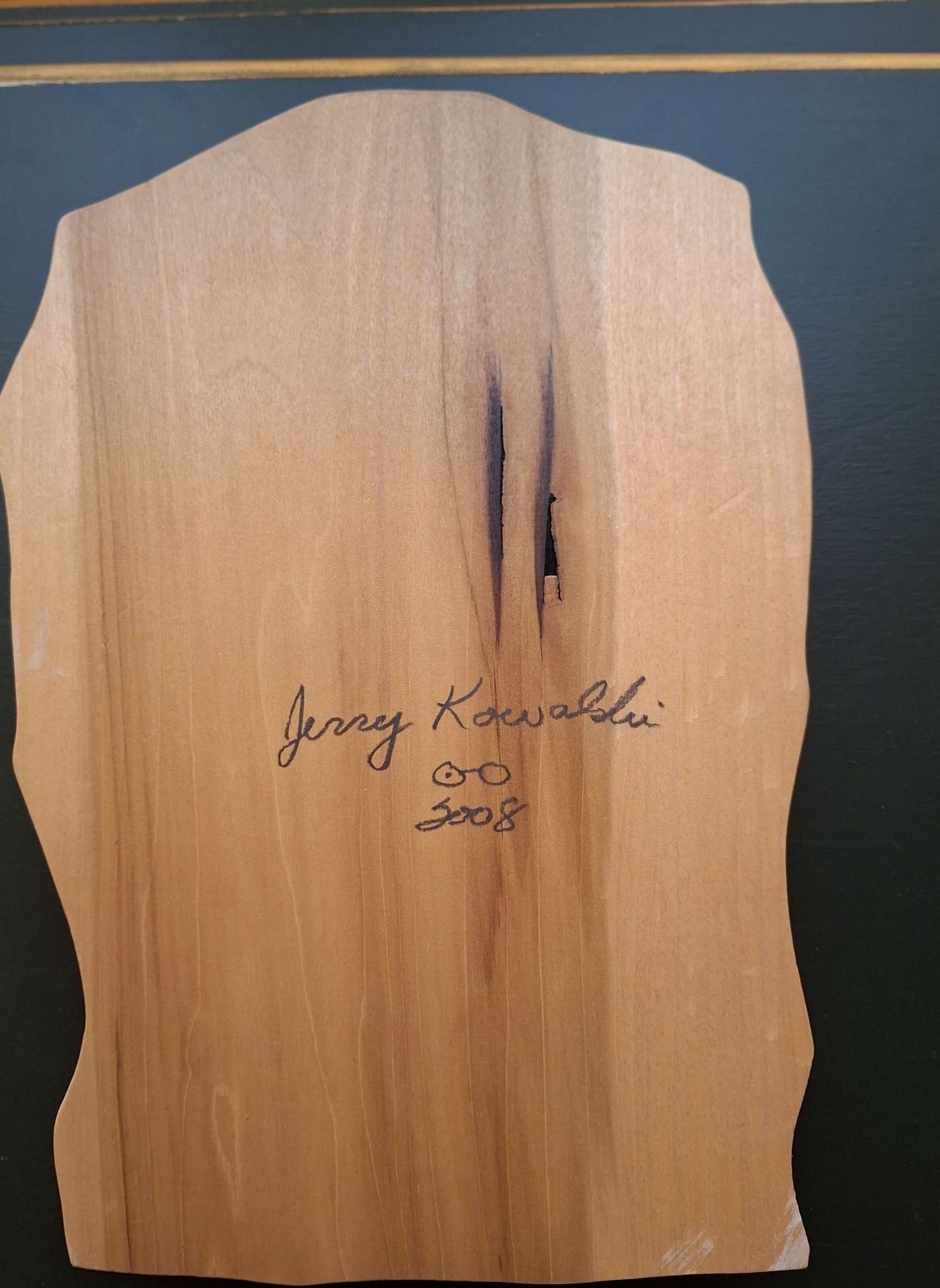 Hand-Carved Wooden Face Wall Art, SIGNED! - image 5 of 6