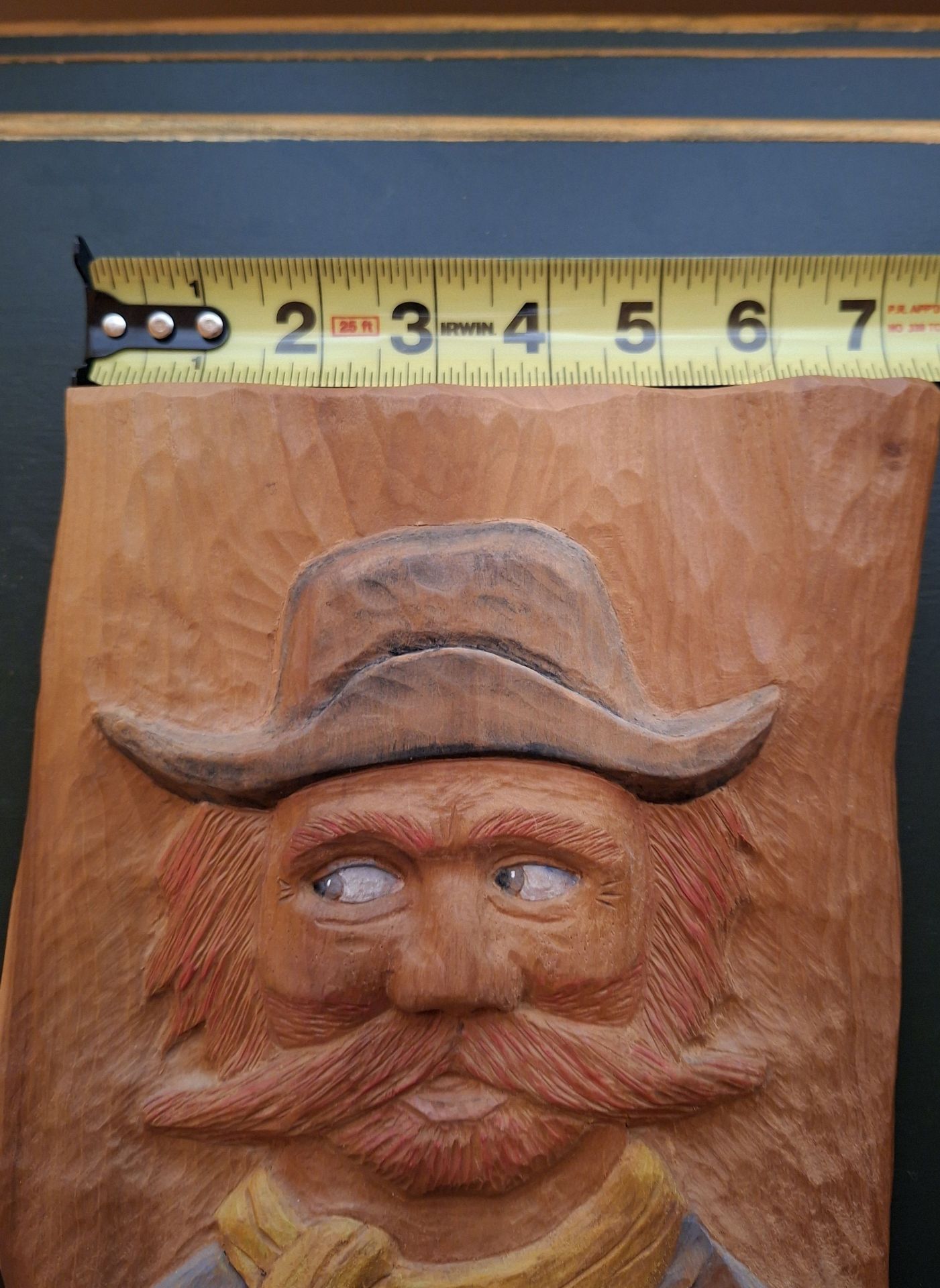 Hand-Carved Wooden Cowboy Wall Plaque, SIGNED - image 5 of 6