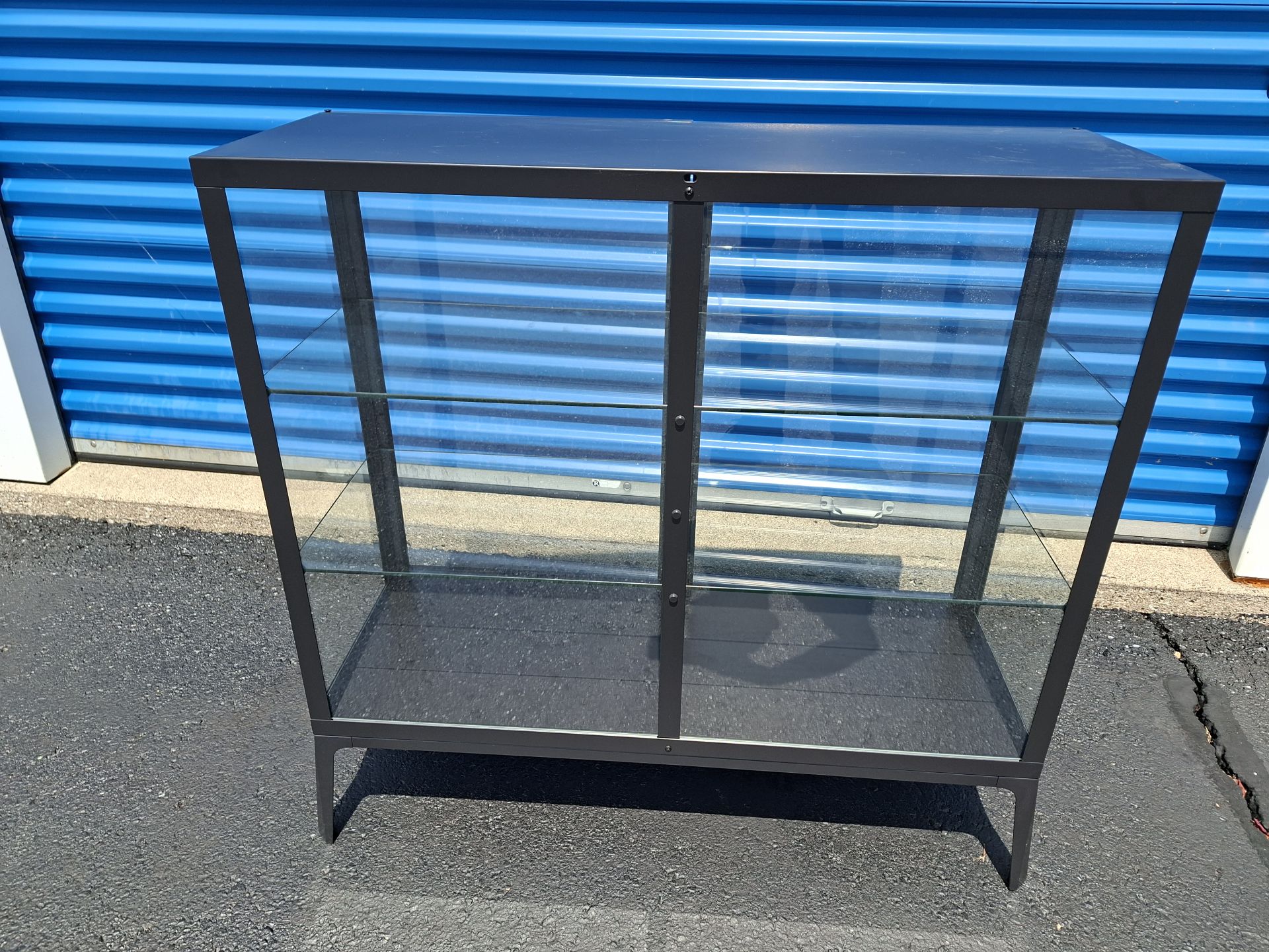 Stunning Black Metal and Glass Display Cabinet, 2 Shelves - image 5 of 5