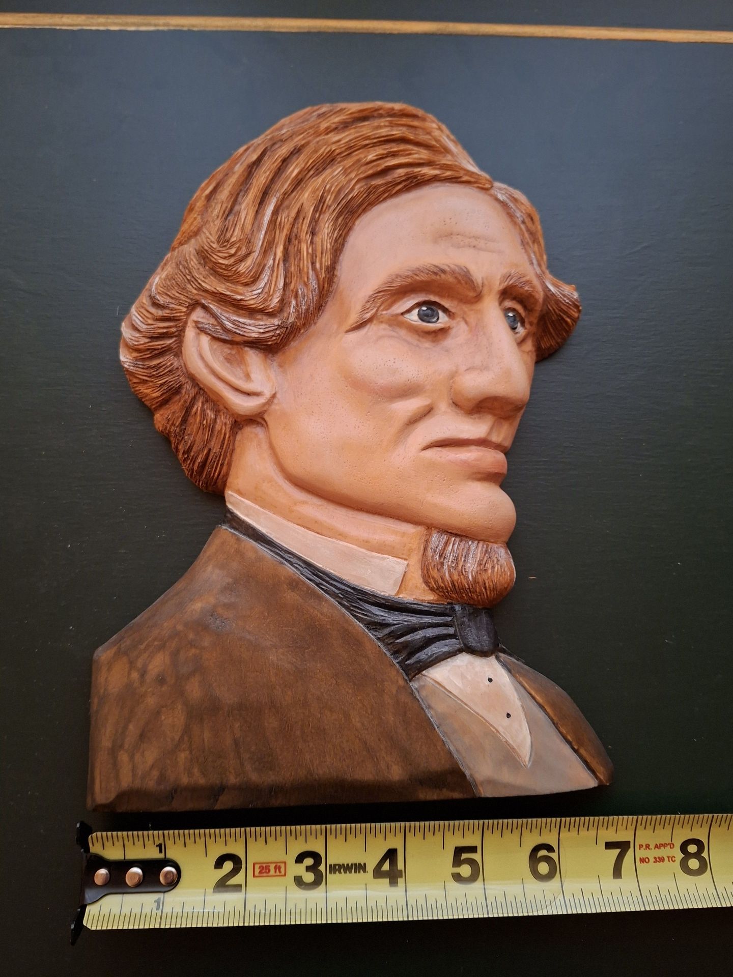 Hand-Carved Wooden Portrait Wall Plaque, Jefferson Davis - image 1 of 7