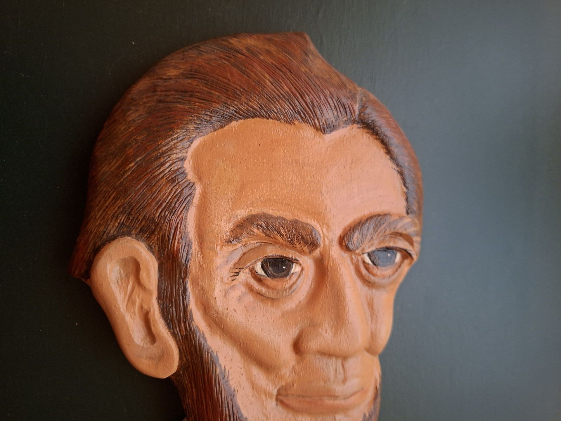 Hand-Carved Abraham Lincoln Wooden Wall Plaque, SIGNED! - image 3 of 6