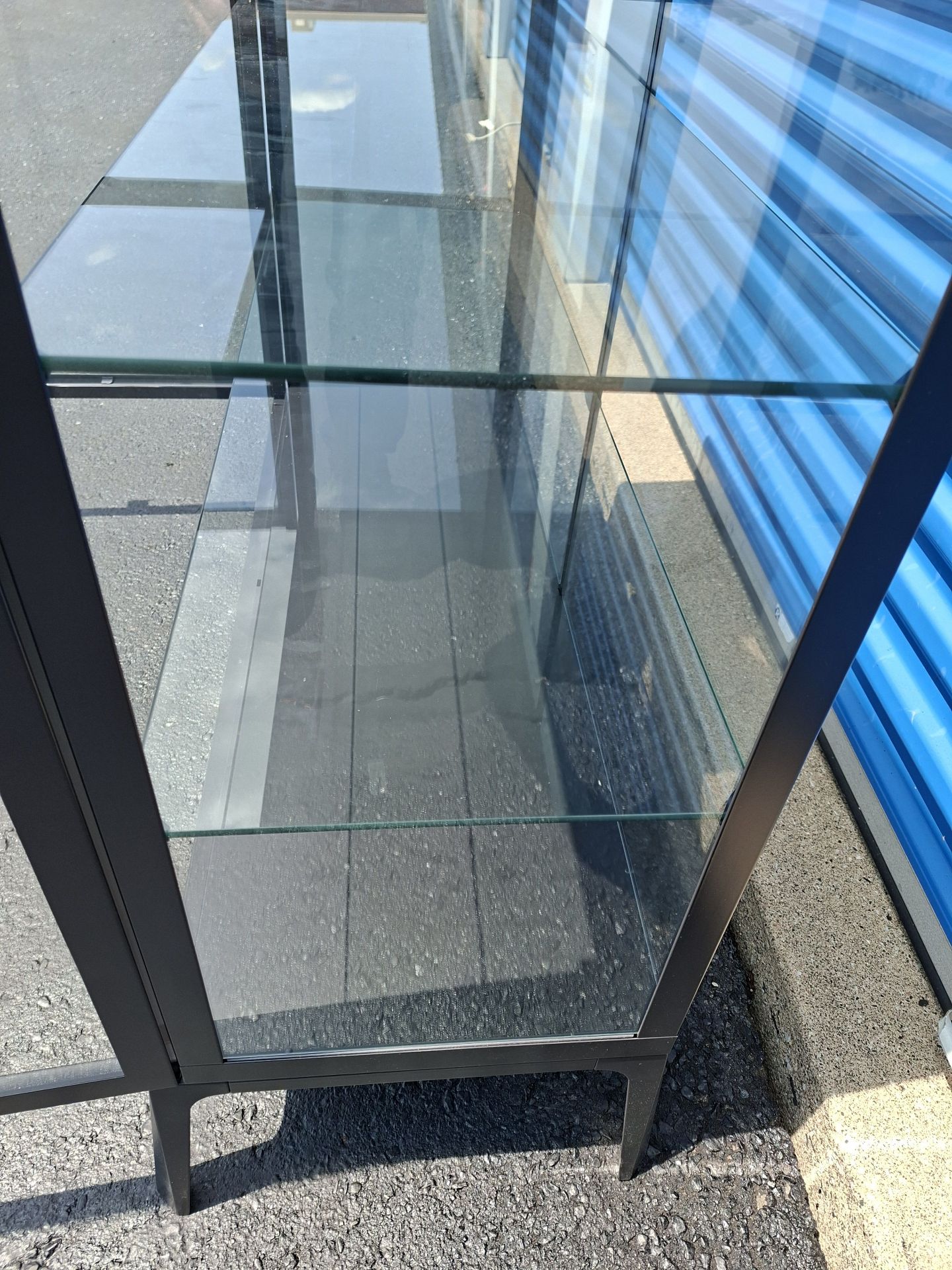 Stunning Black Metal and Glass Display Cabinet, 2 Shelves - image 4 of 5