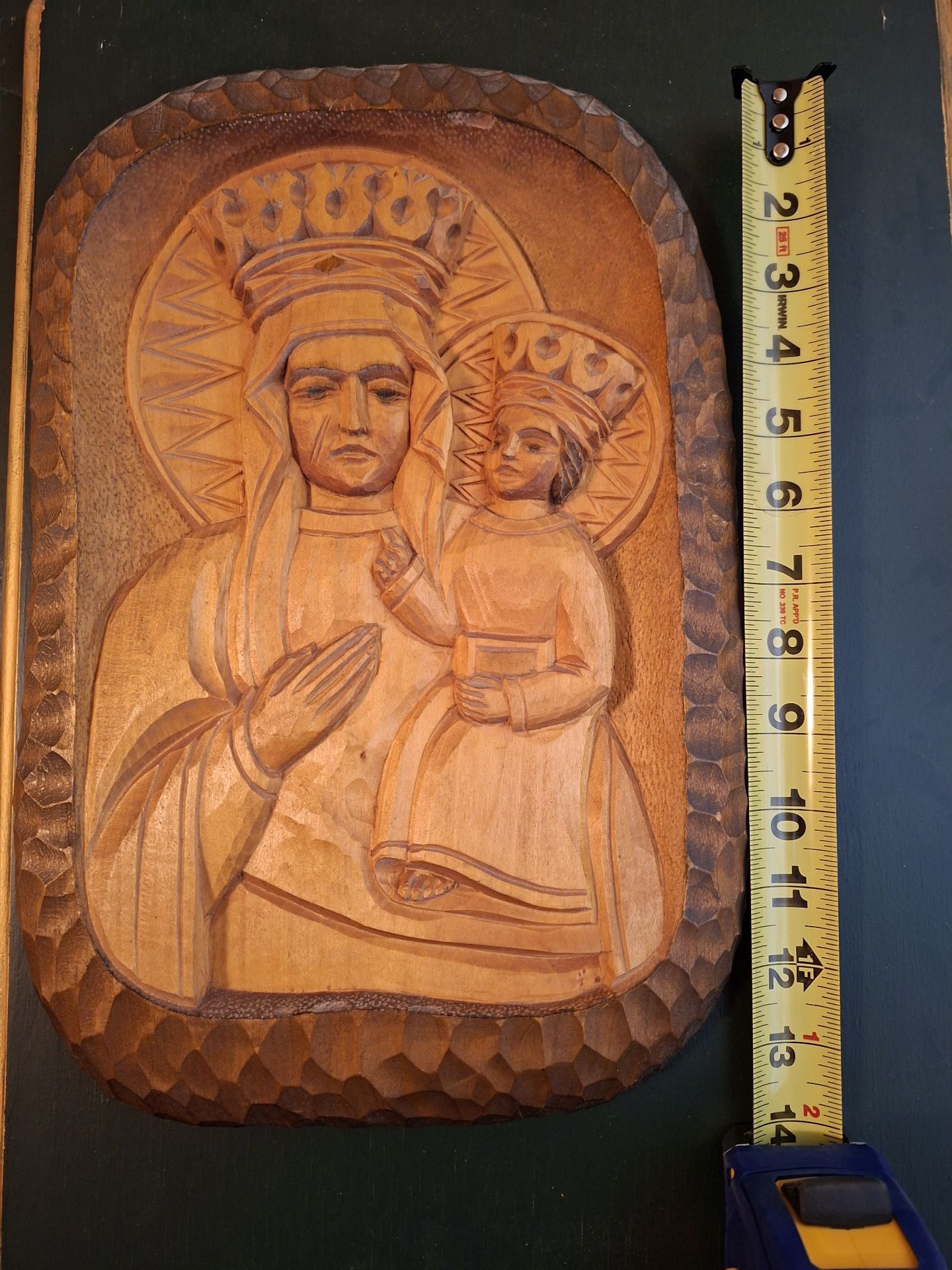 Hand-Carved Religious Wooden Wall Plaque - image 7 of 8