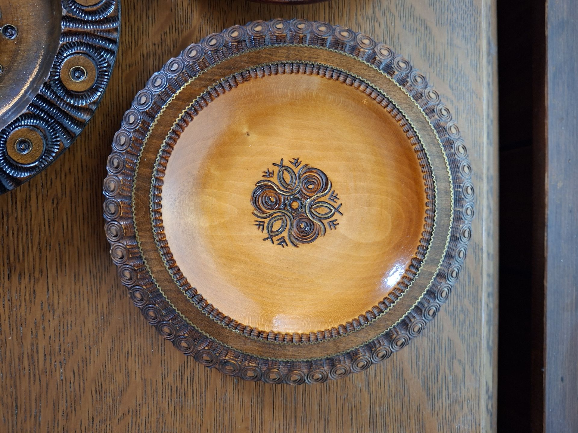 Set of Three Polish Decorative Carved Wooden Plates - image 3 of 5