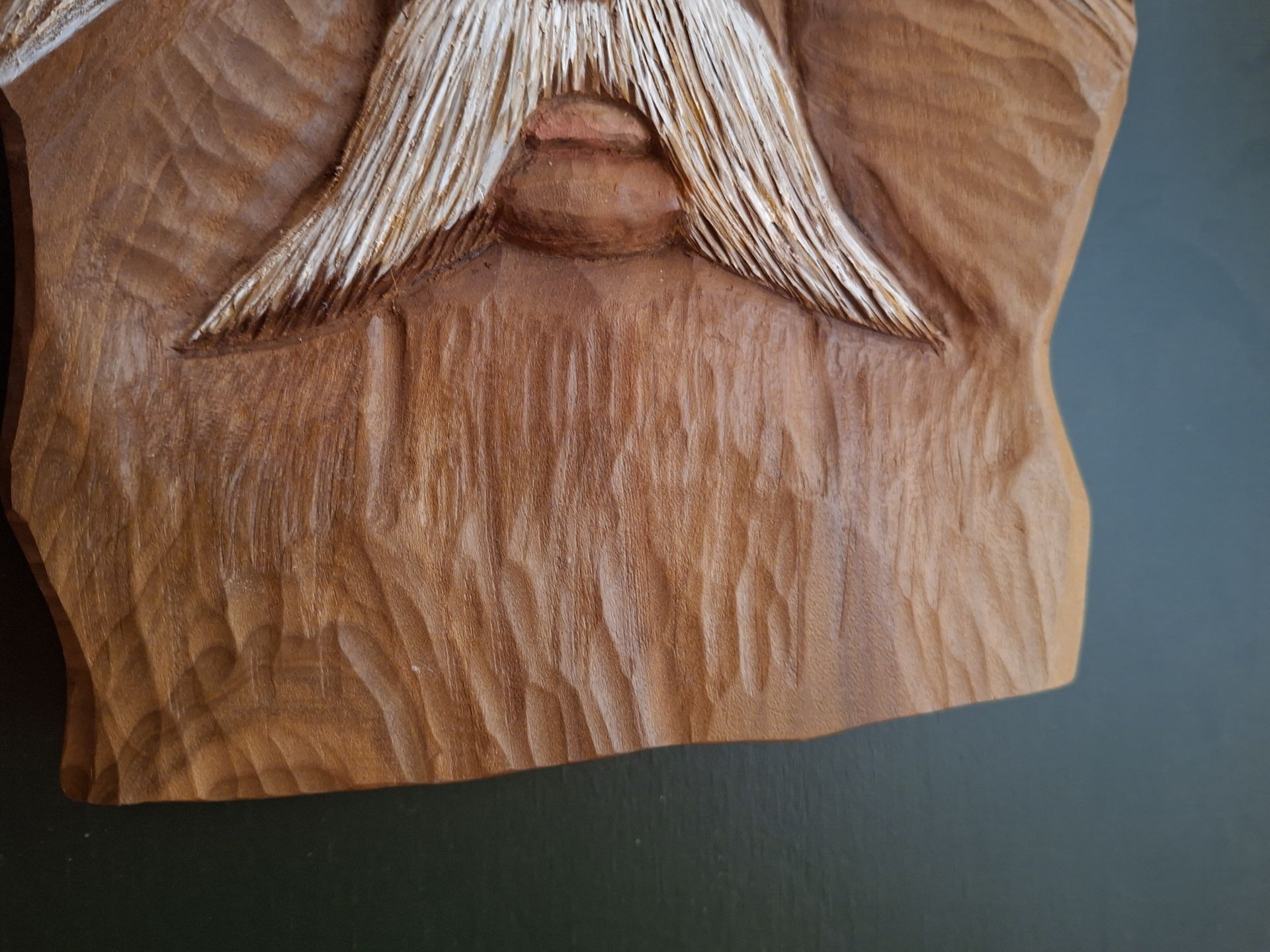 Hand-Carved Wooden Face Wall Art, SIGNED! - image 4 of 6