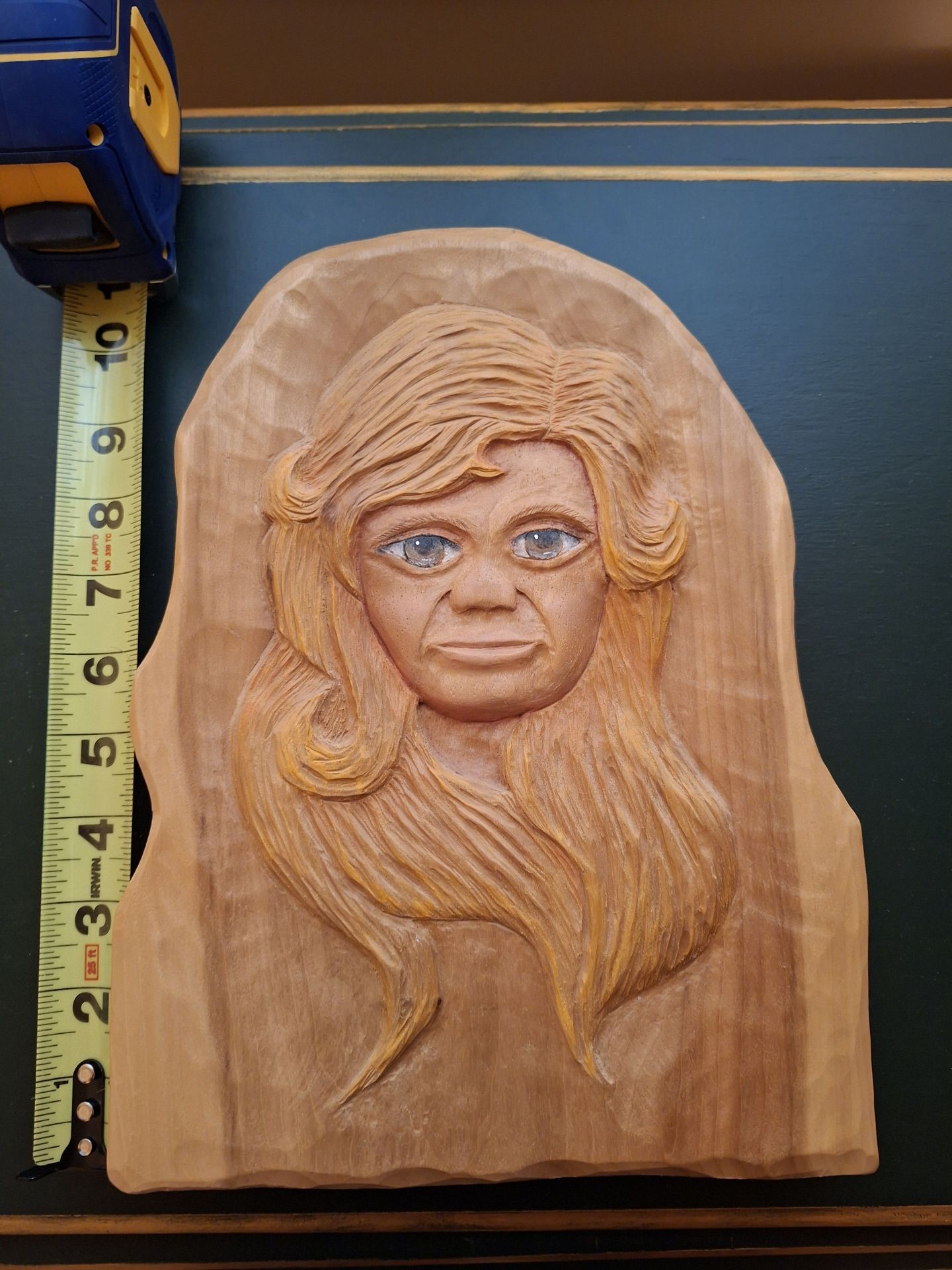 Stunning Detailed Hand-Carved Wooden Portrait Wall Plaque by Jerry Kowalski - image 7 of 7