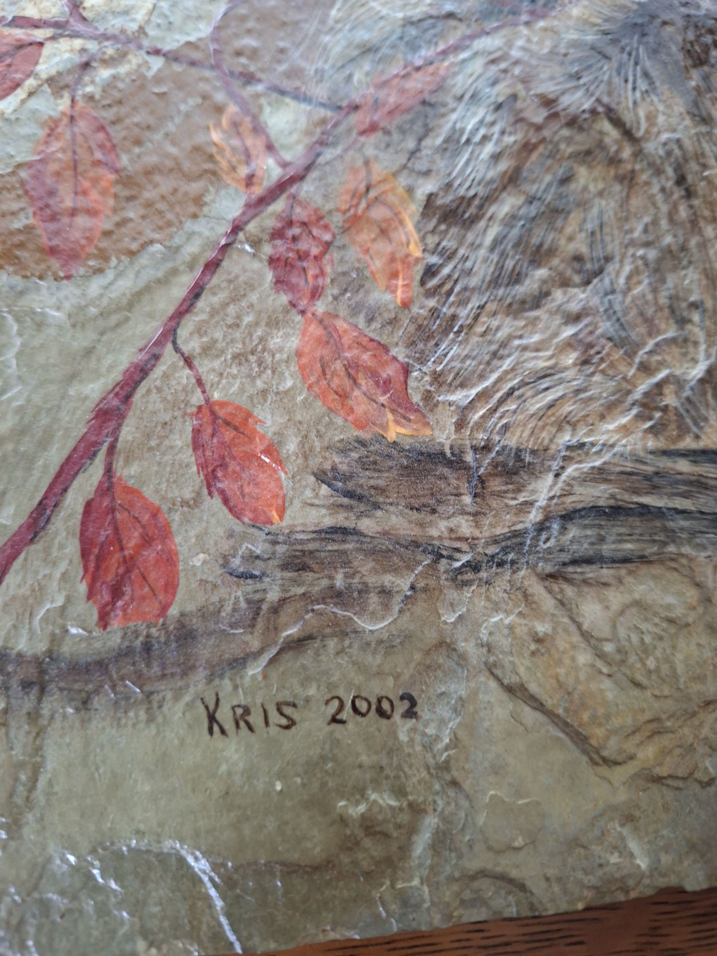 Signed Porcupine Painting on  Slate, "Kris 2002" - image 3 of 5