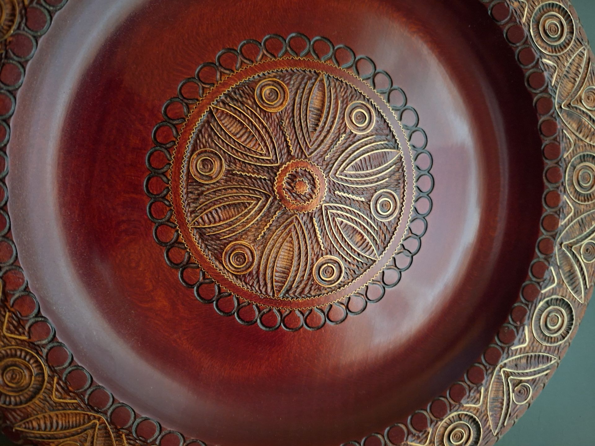 Polish Carved Decorative Wooden Bowl, Exquisite Detail! - image 2 of 5