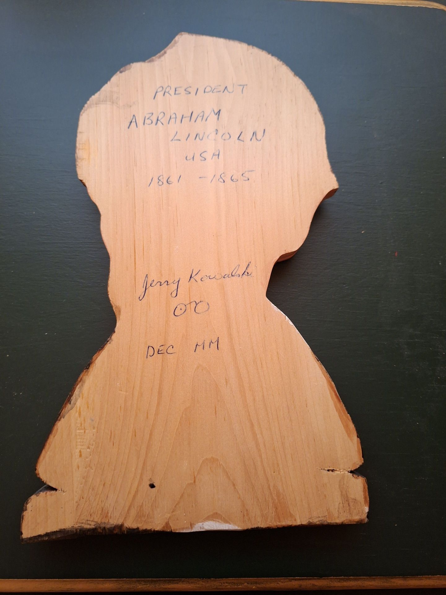 Hand-Carved Abraham Lincoln Wooden Wall Plaque, SIGNED! - image 2 of 6