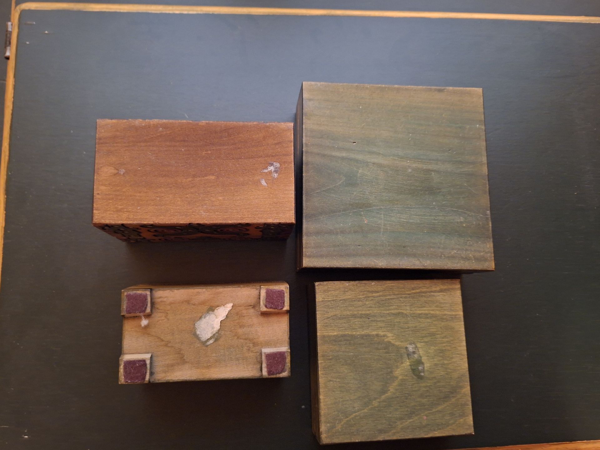 Set of Four Carved Wooden Boxes - image 7 of 7