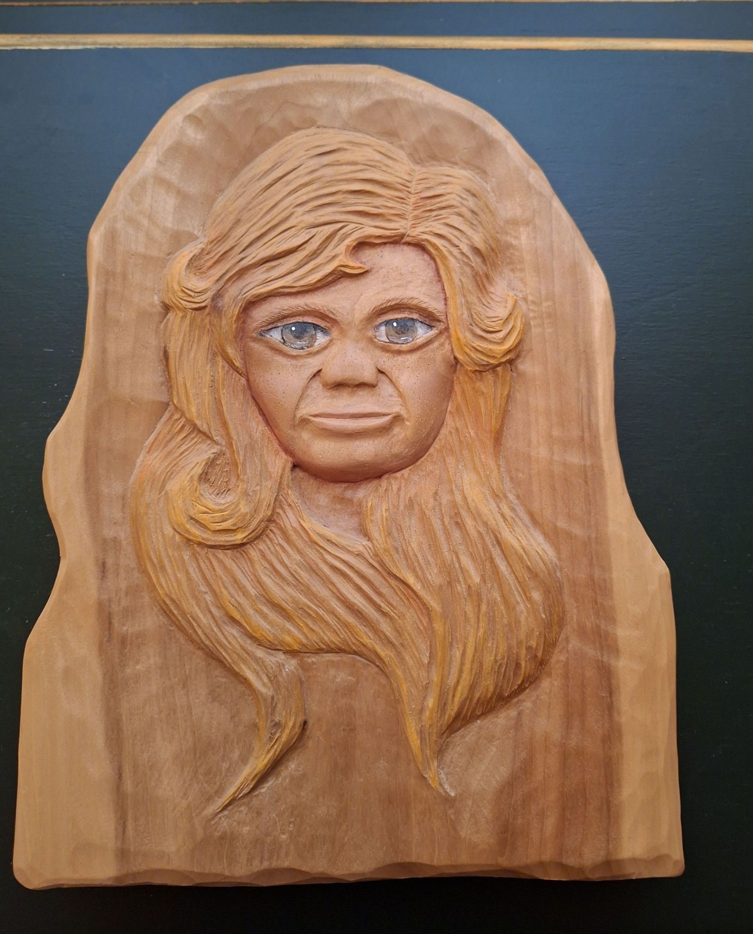 Stunning Detailed Hand-Carved Wooden Portrait Wall Plaque by Jerry Kowalski - image 1 of 7