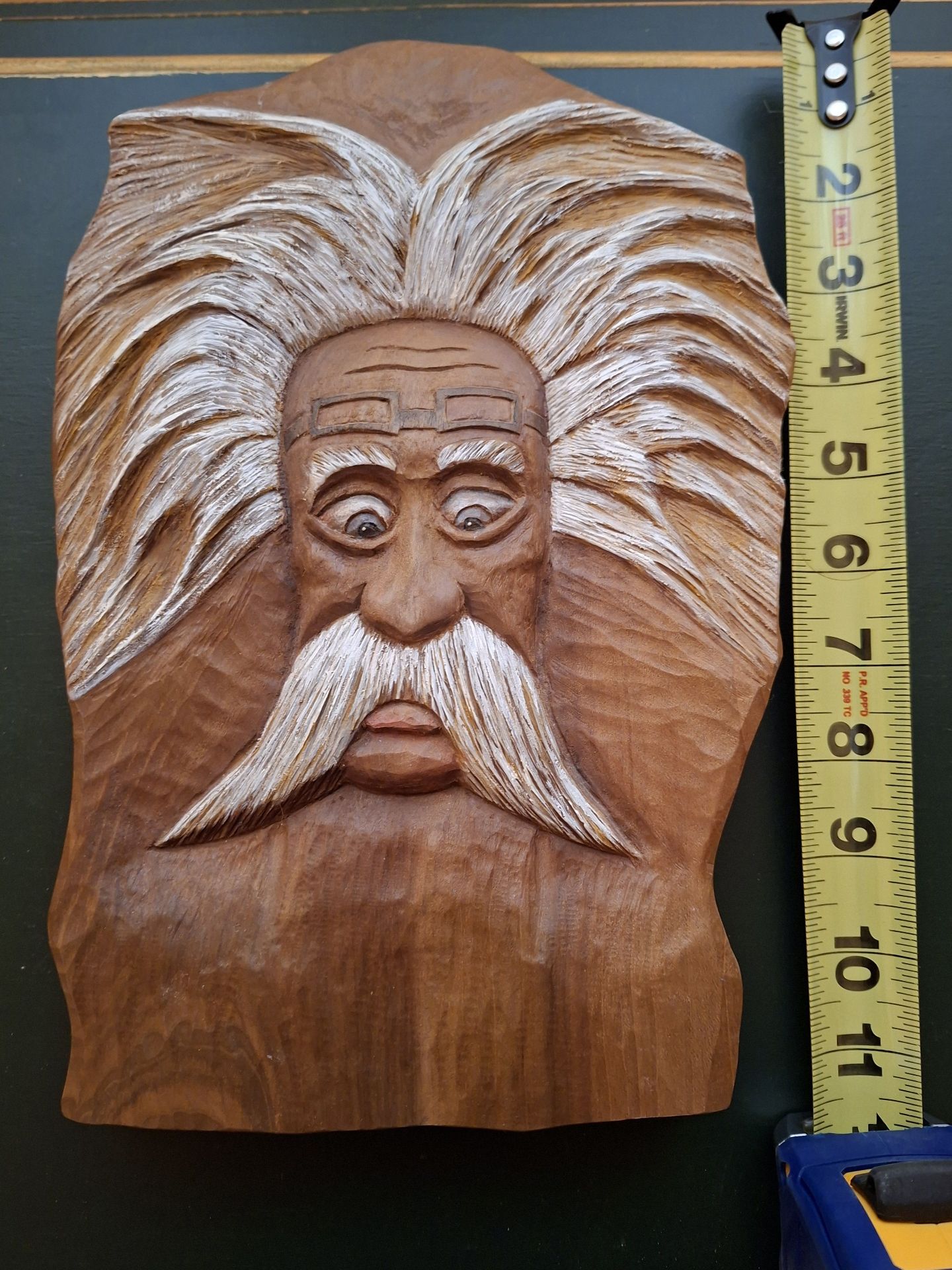 Hand-Carved Wooden Face Wall Art, SIGNED! - image 6 of 6