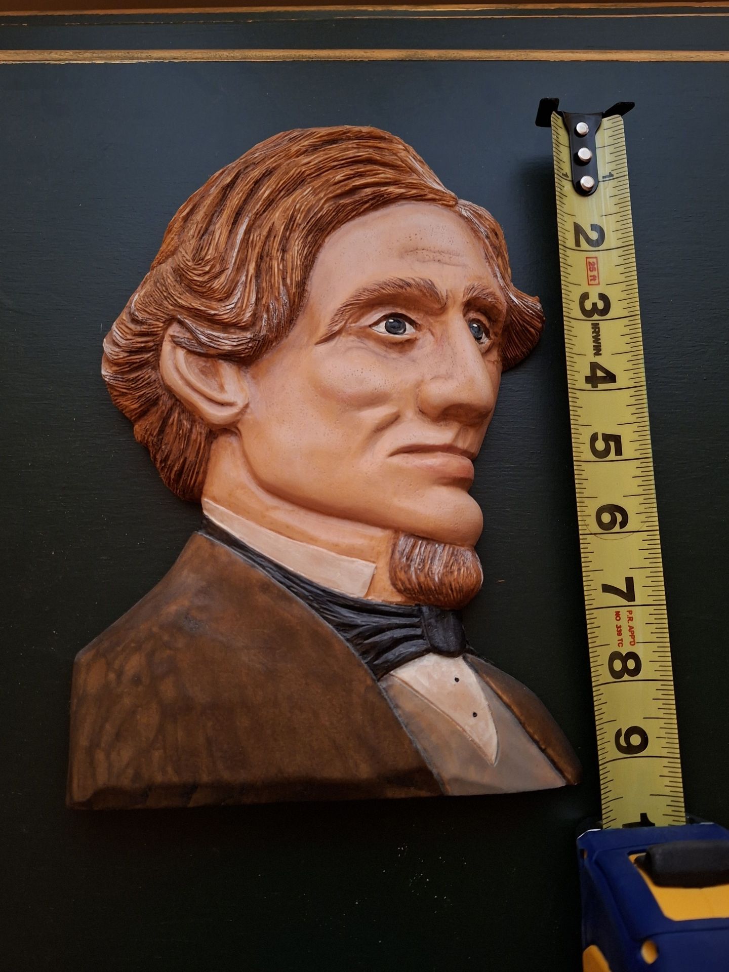 Hand-Carved Wooden Portrait Wall Plaque, Jefferson Davis - image 2 of 7