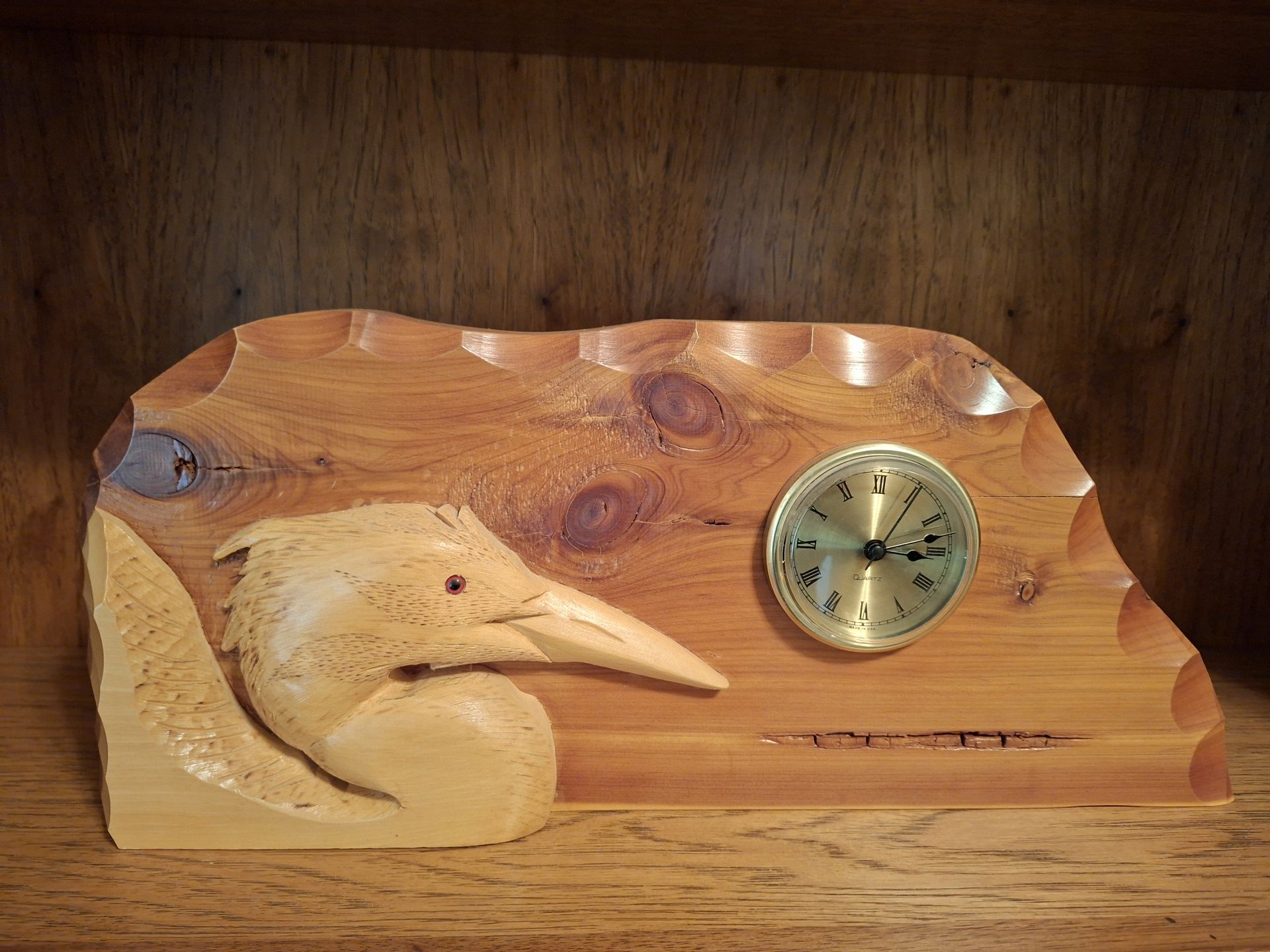 Hand-Carved Wooden Bird Clock - image 1 of 6