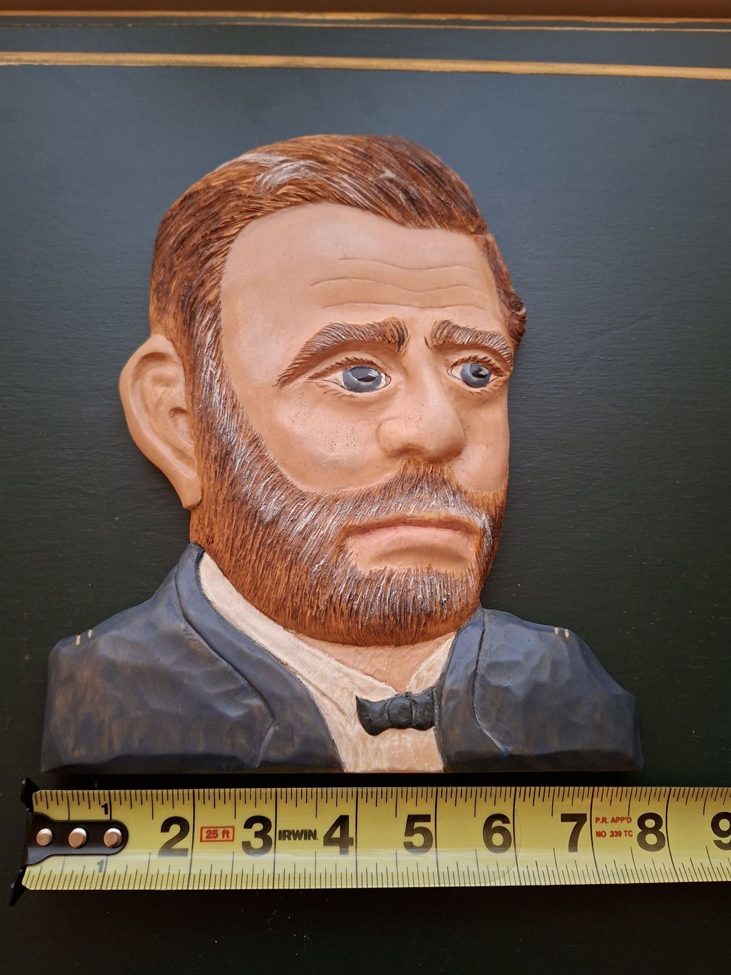 Hand-Carved Wood Ulysses S Grant Portrait Wall Plaque, SIGNED - image 1 of 7