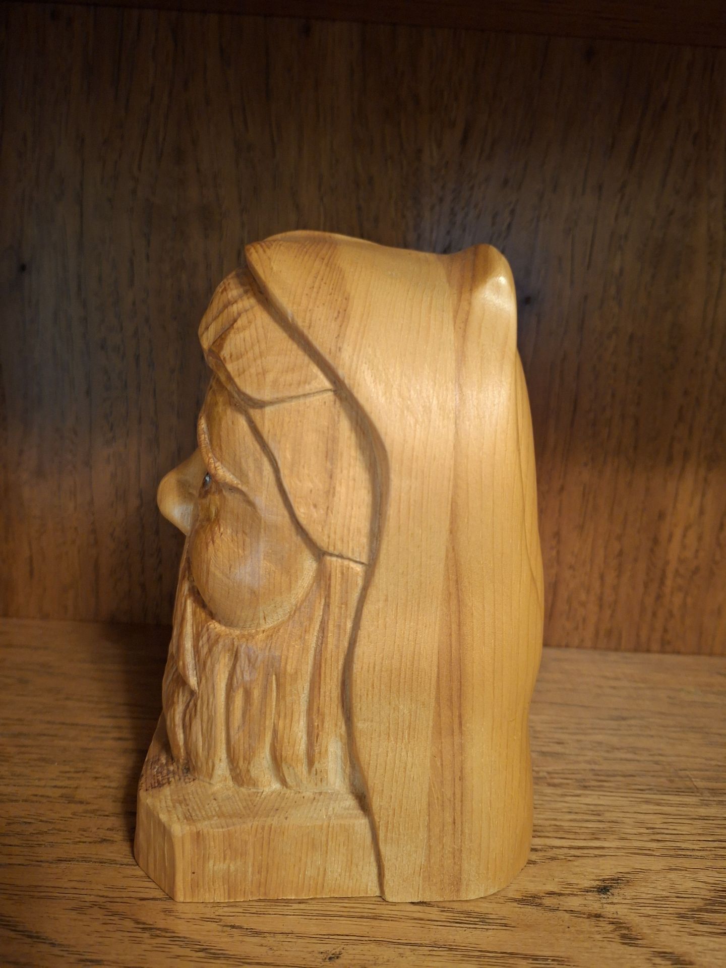 Stunning Hand-Carved Wooden Bearded Man Bust, SIGNED Jerry Kowalski - image 3 of 6