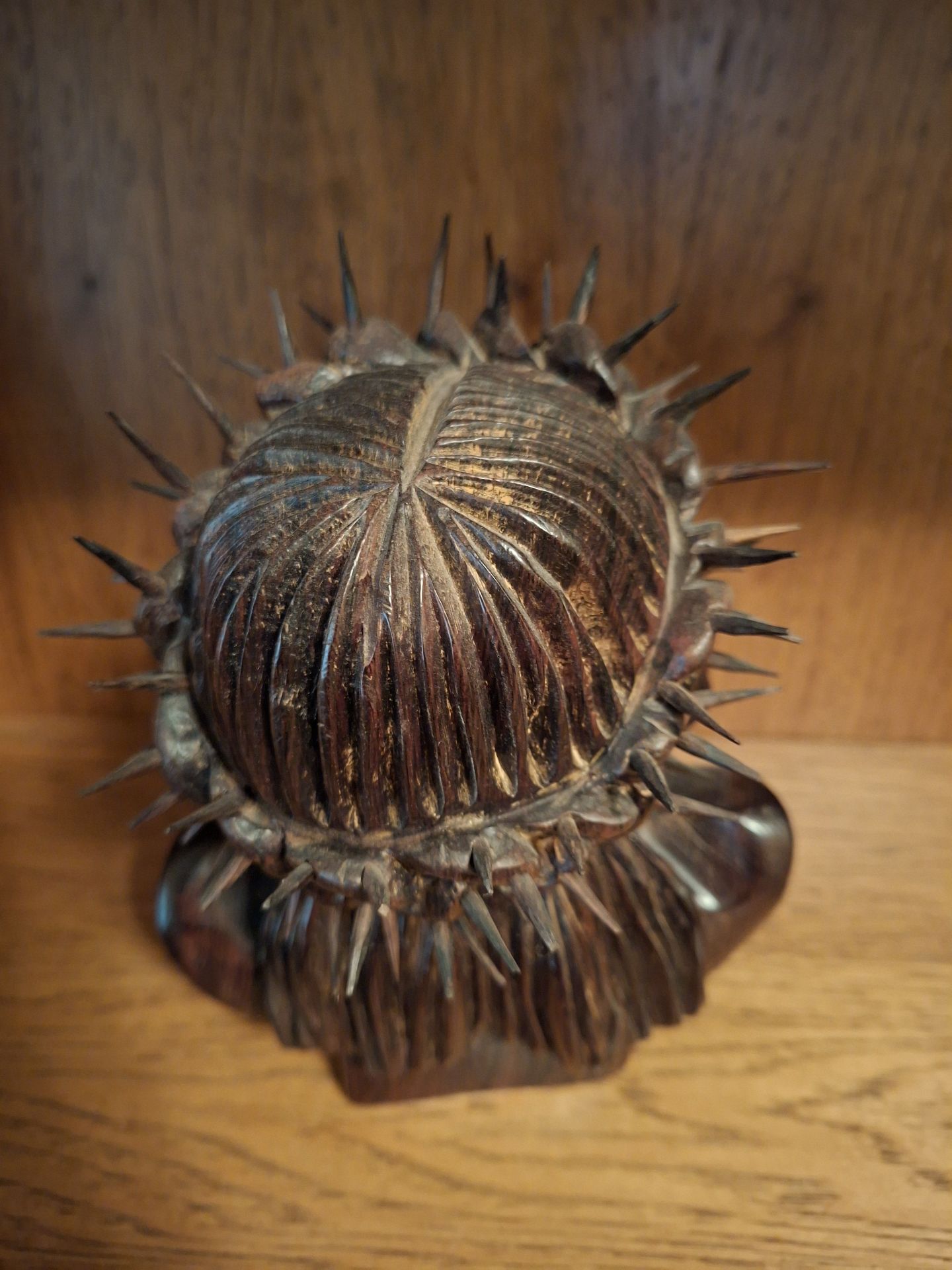 Hand Carved Wooden Bust of Jesus with Crown of Thorns - image 5 of 7