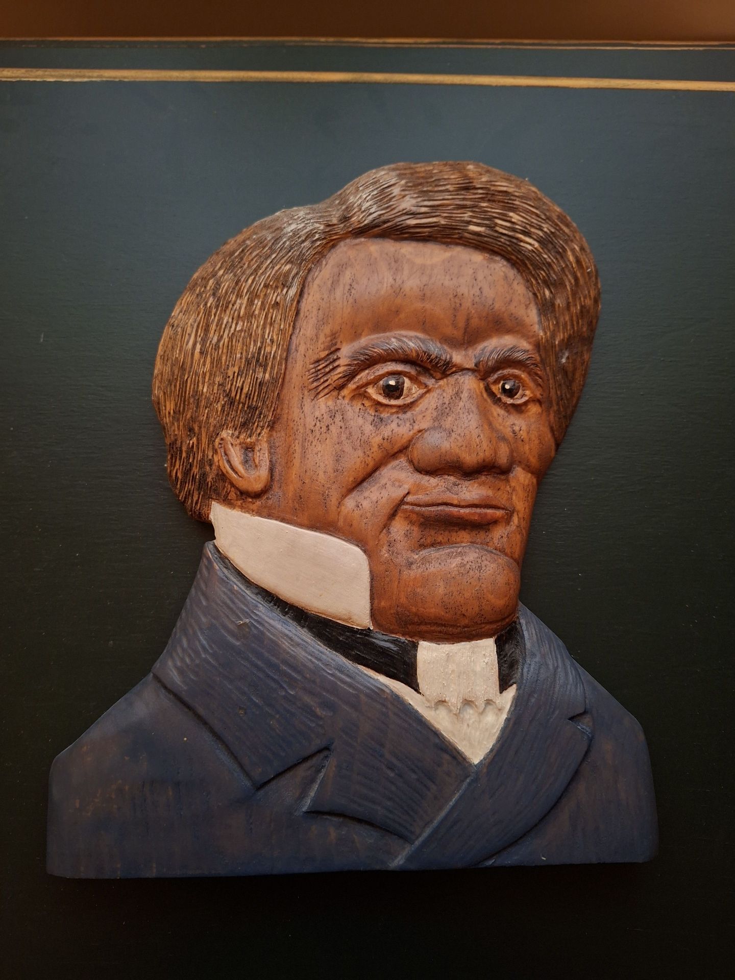 Hand-Carved Wooden Frederick Douglass Portrait Plaque - image 1 of 7