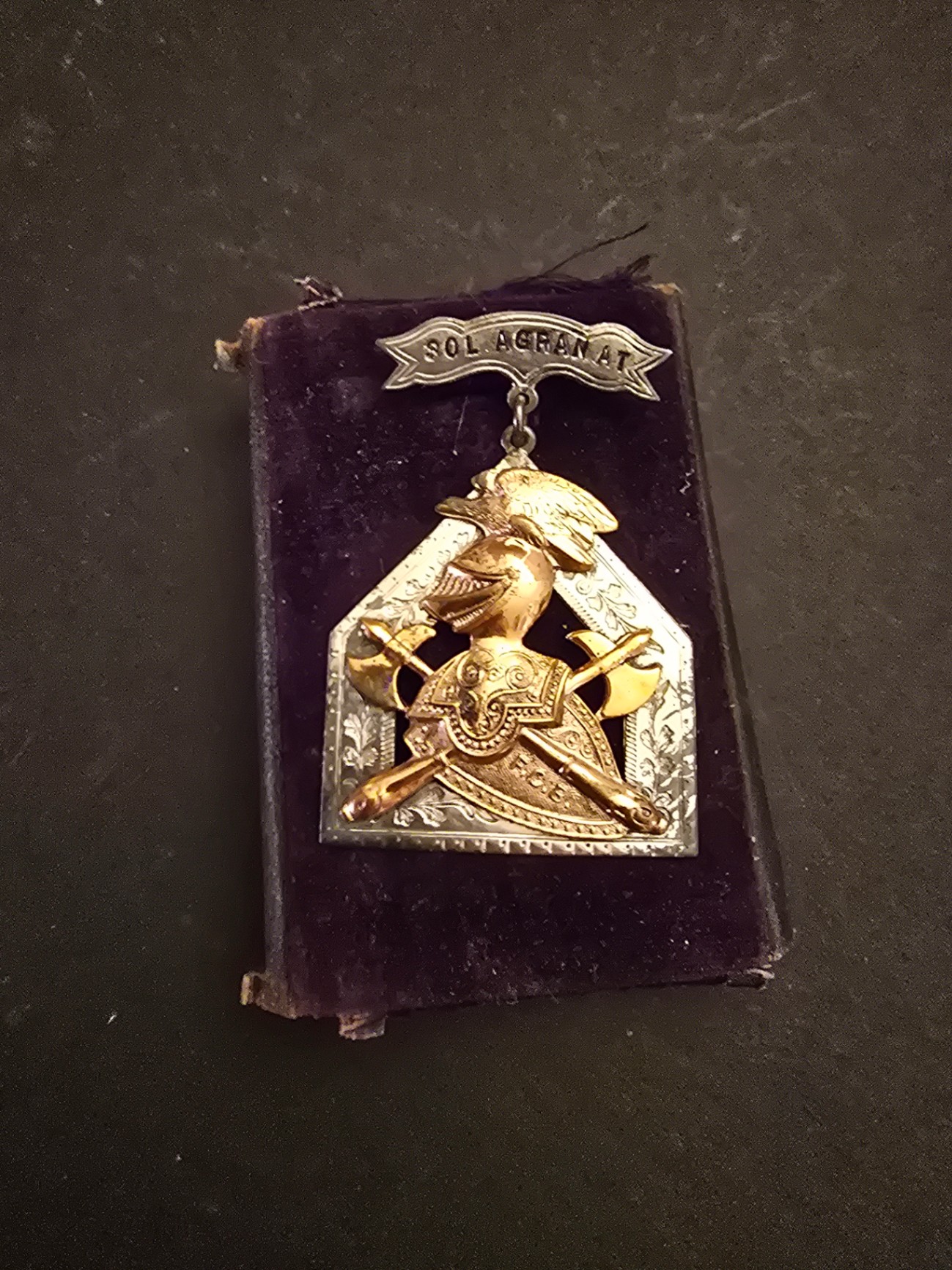 Vintage Sterling Knights of Pythias insignia medal badge with presentation case - image 1 of 8