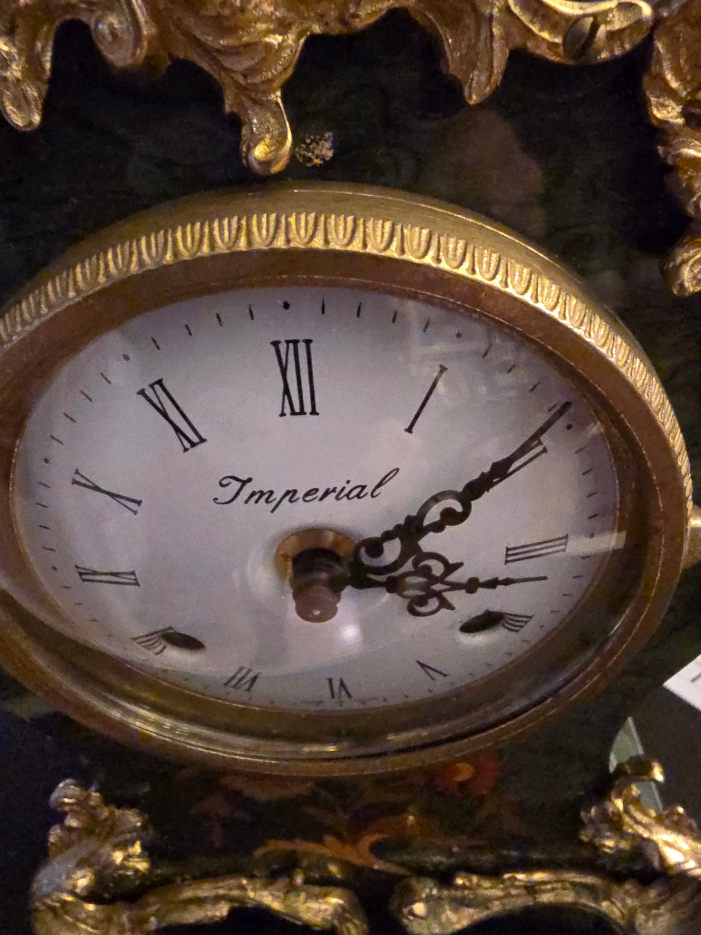 Ornate green and gold mantel clock - image 2 of 11
