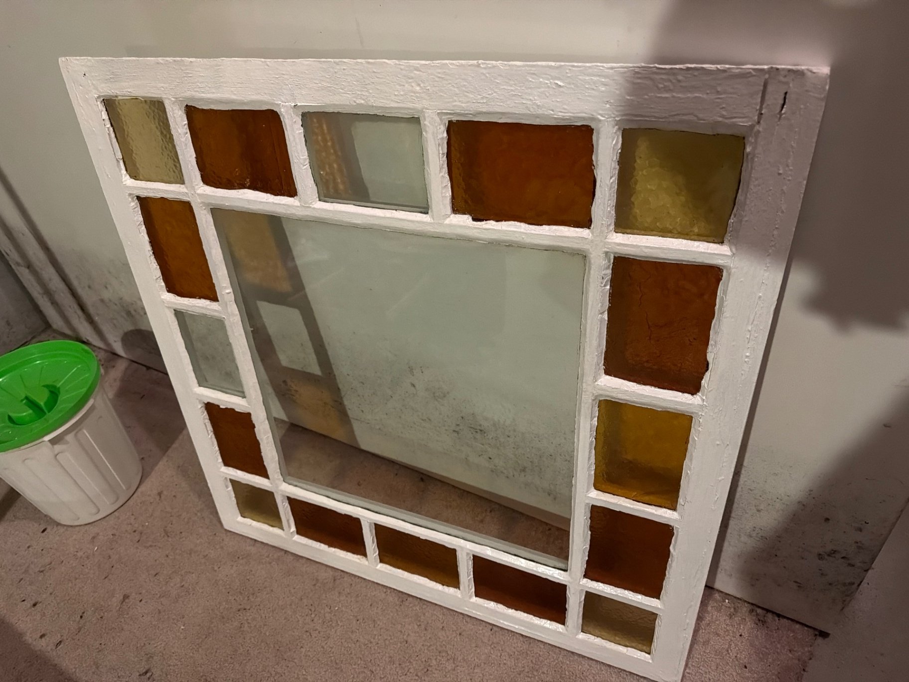 White framed stained-glass window - image 1 of 4