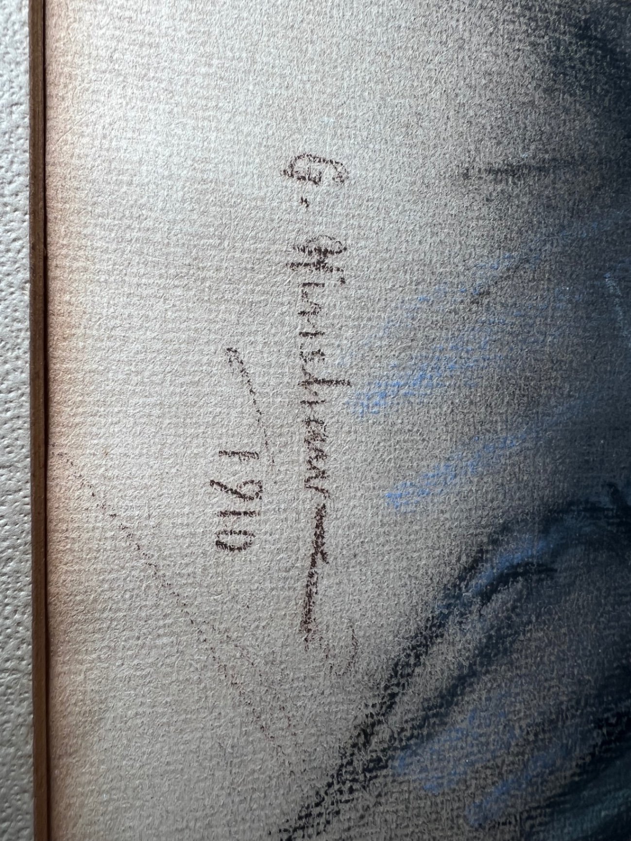 Two framed vintage portrait drawings dated 1910 - image 6 of 10
