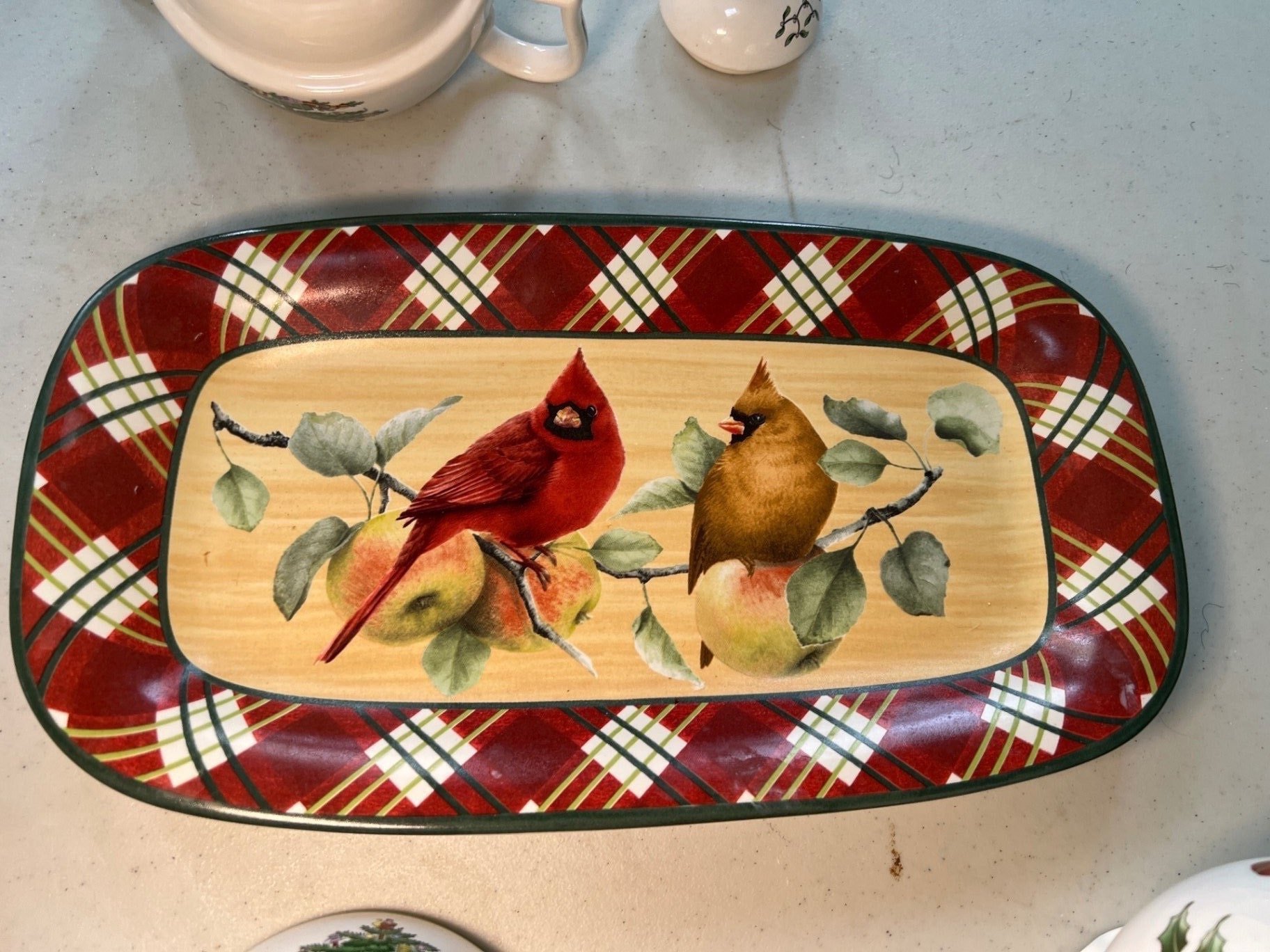 Christmas-themed ceramic tea ware with figurines and tray - image 6 of 10
