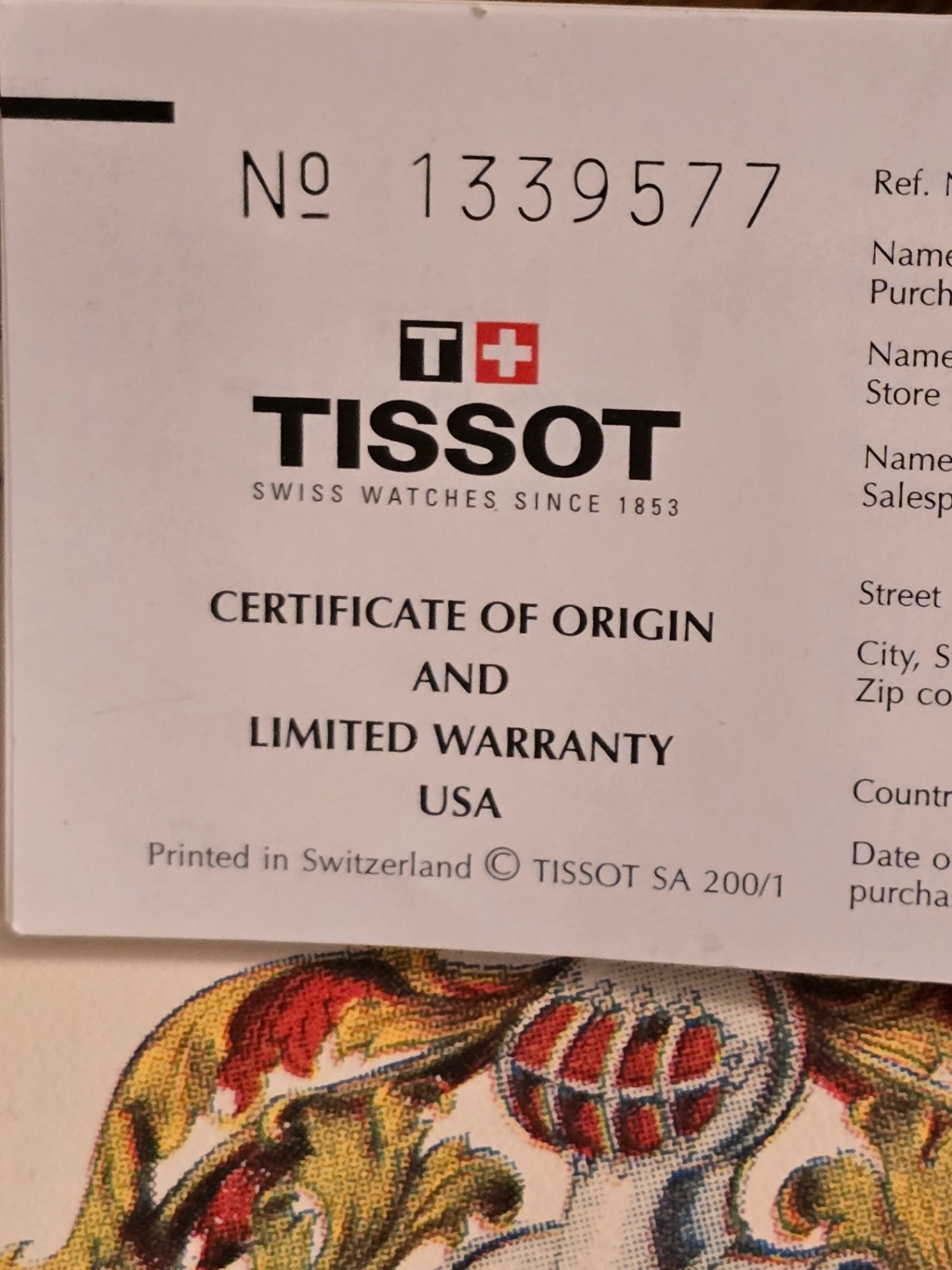 Monogramed Tissot pocket watch with chain in presentation box and manuals - image 4 of 10