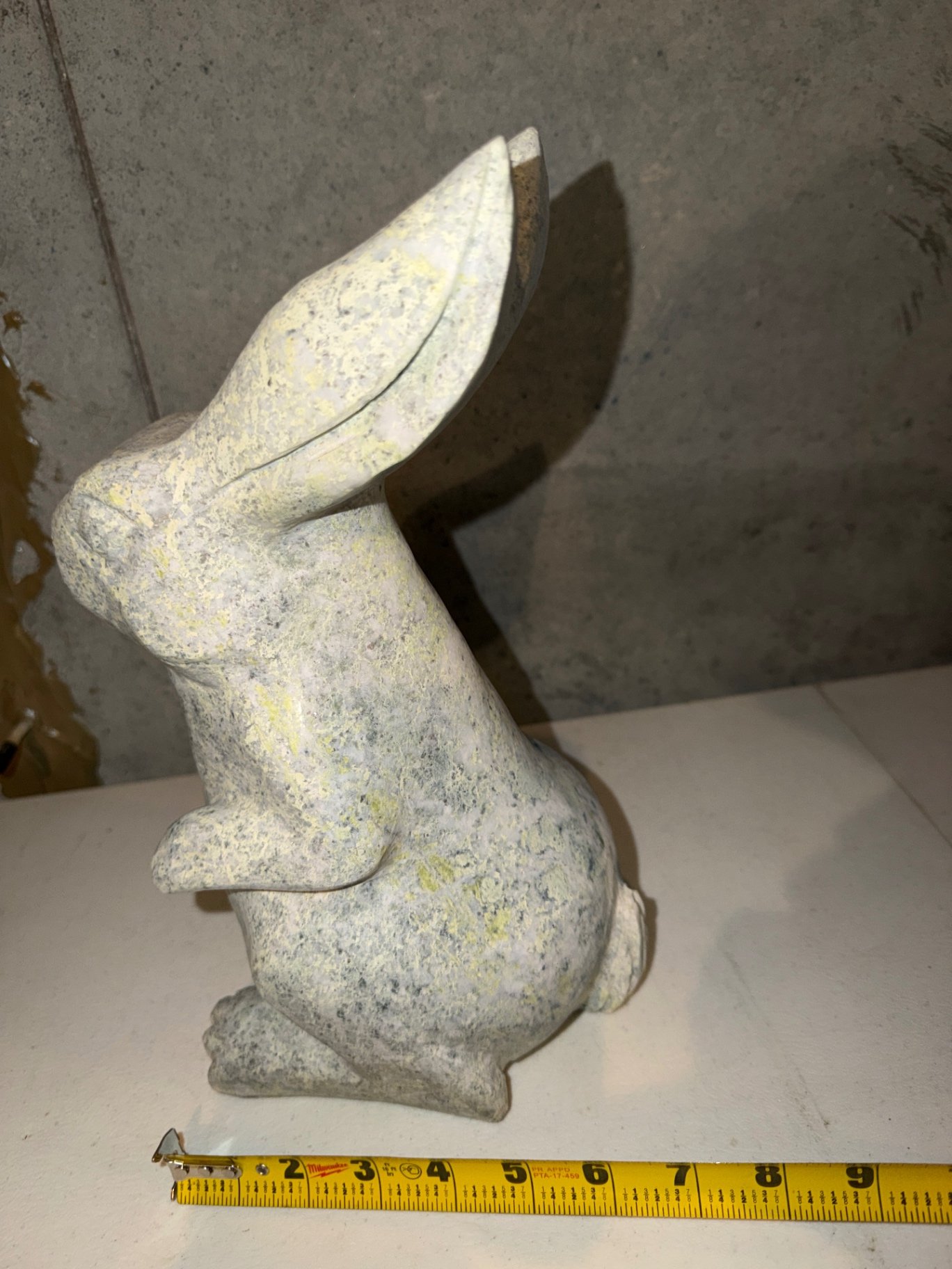 Decorative stone pedestal, blue ceramic globe, rabbit statue - image 8 of 10