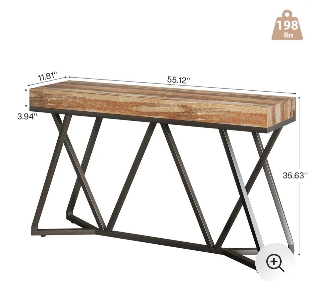 Wood and metal console table - image 7 of 8